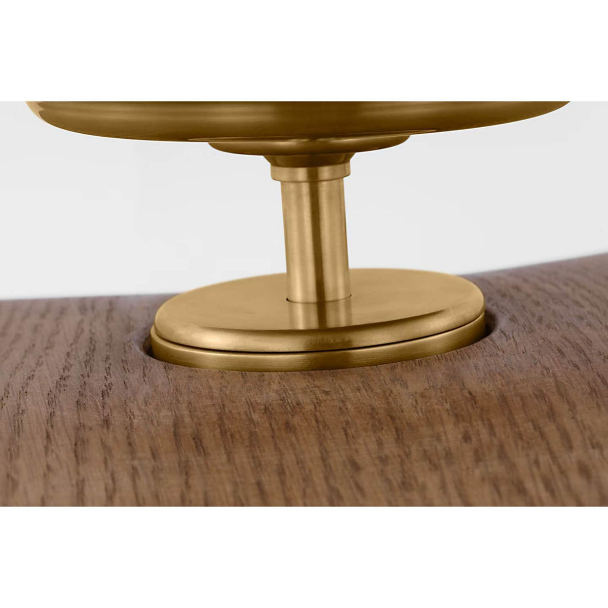Windsor Smith Mahalo 22" Semi-Flush Mount in Hand-Rubbed Antique Brass and White Glass with Natural Oak Shade W22" x H8"