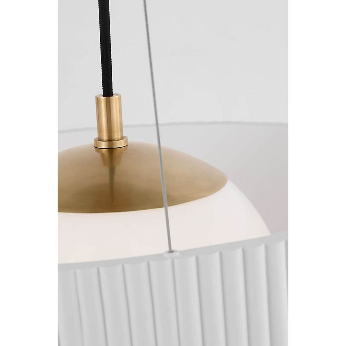 Windsor Smith Arena 18" Ring and Globe Chandelier in Hand-Rubbed Antique Brass and Matte White with White Glass W18"