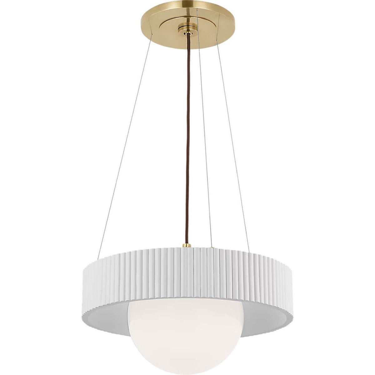Windsor Smith Arena 18" Ring and Globe Chandelier in Hand-Rubbed Antique Brass and Matte White with White Glass W18"
