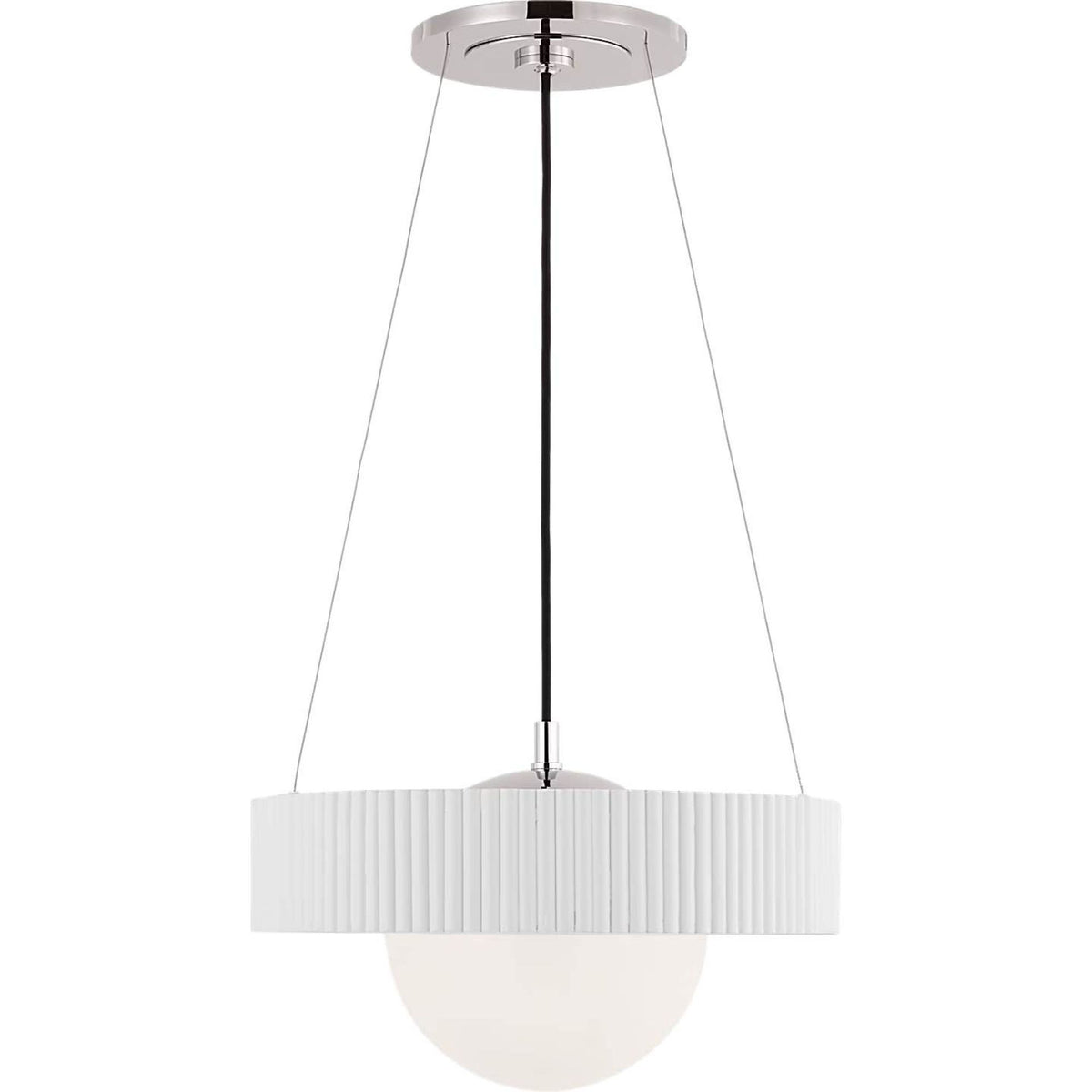 Windsor Smith Arena 18" Ring and Globe Chandelier in Bronze and Matte White with White Glass W18"