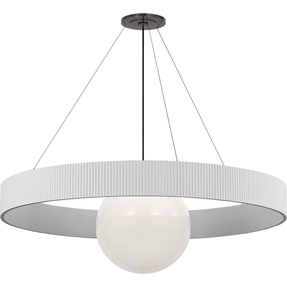 Windsor Smith Arena 53" Ring and Globe Chandelier in Bronze and Matte White with White Glass W53"