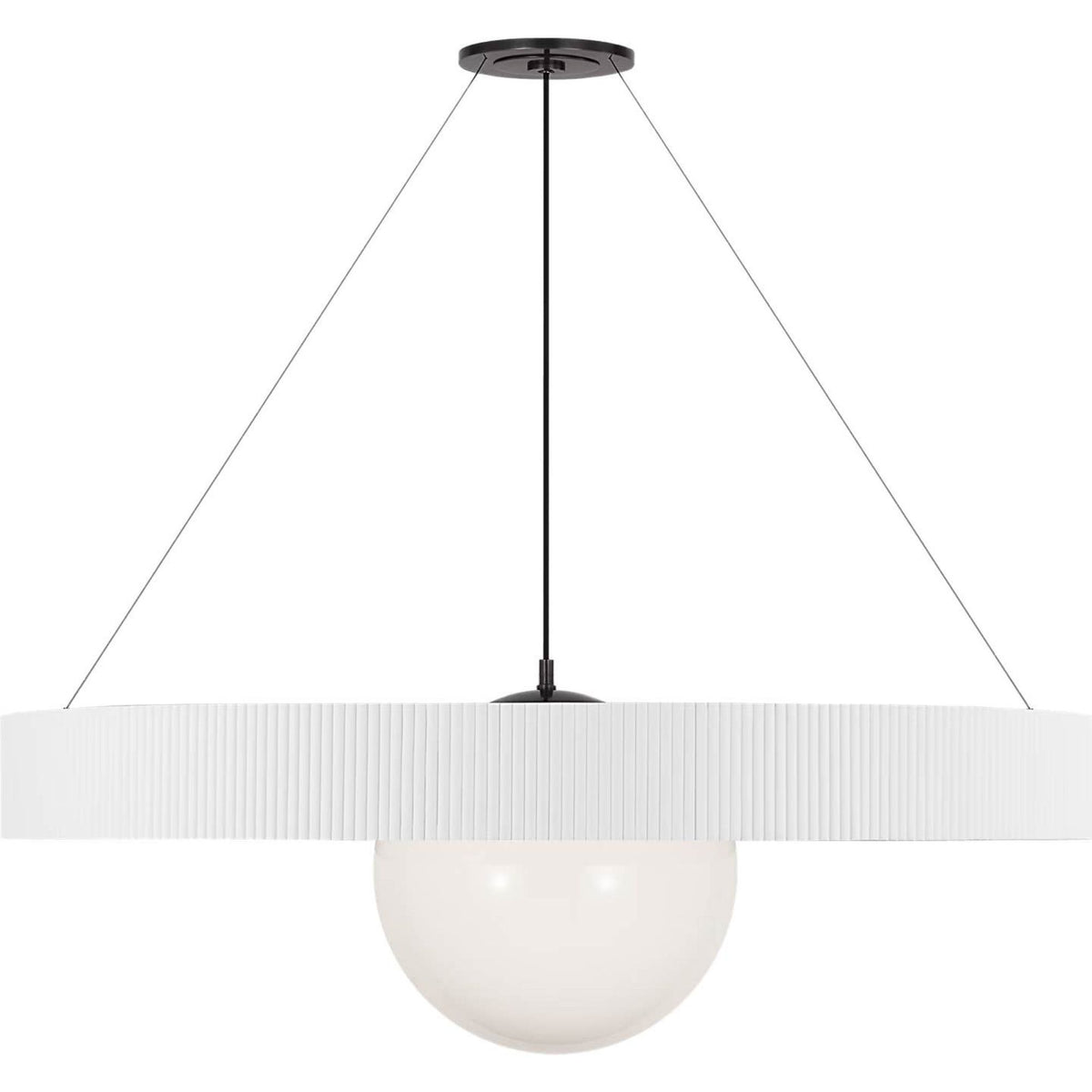 Windsor Smith Arena 53" Ring and Globe Chandelier in Bronze and Matte White with White Glass W53"