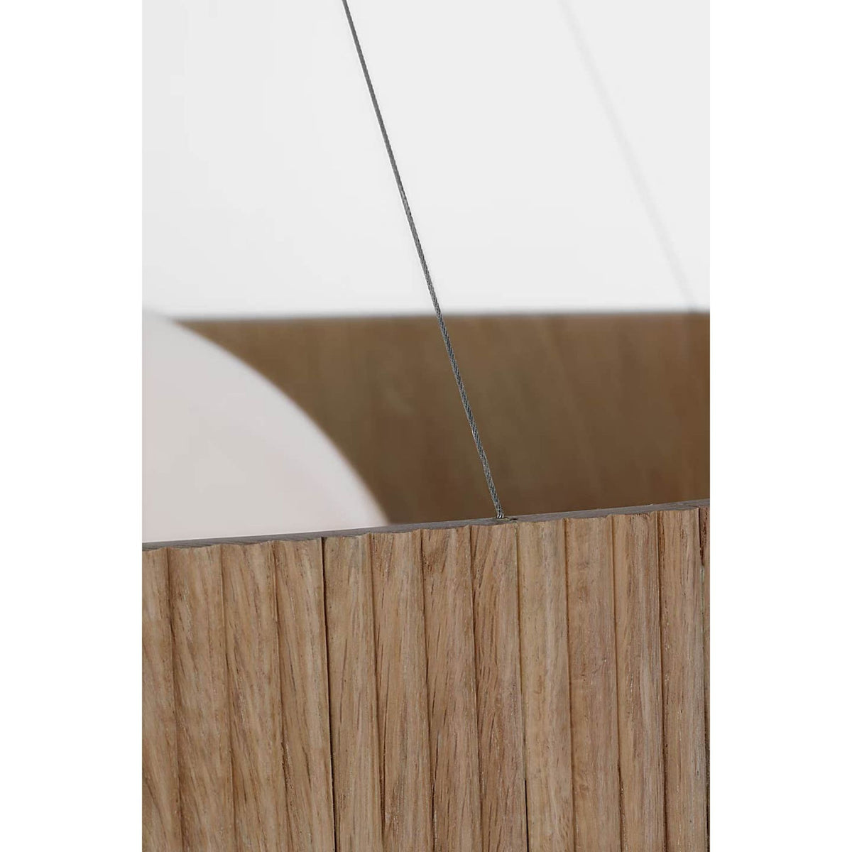 Windsor Smith Arena 53" Ring and Globe Chandelier in Hand-Rubbed Antique Brass and Natural Oak with White Glass W53"