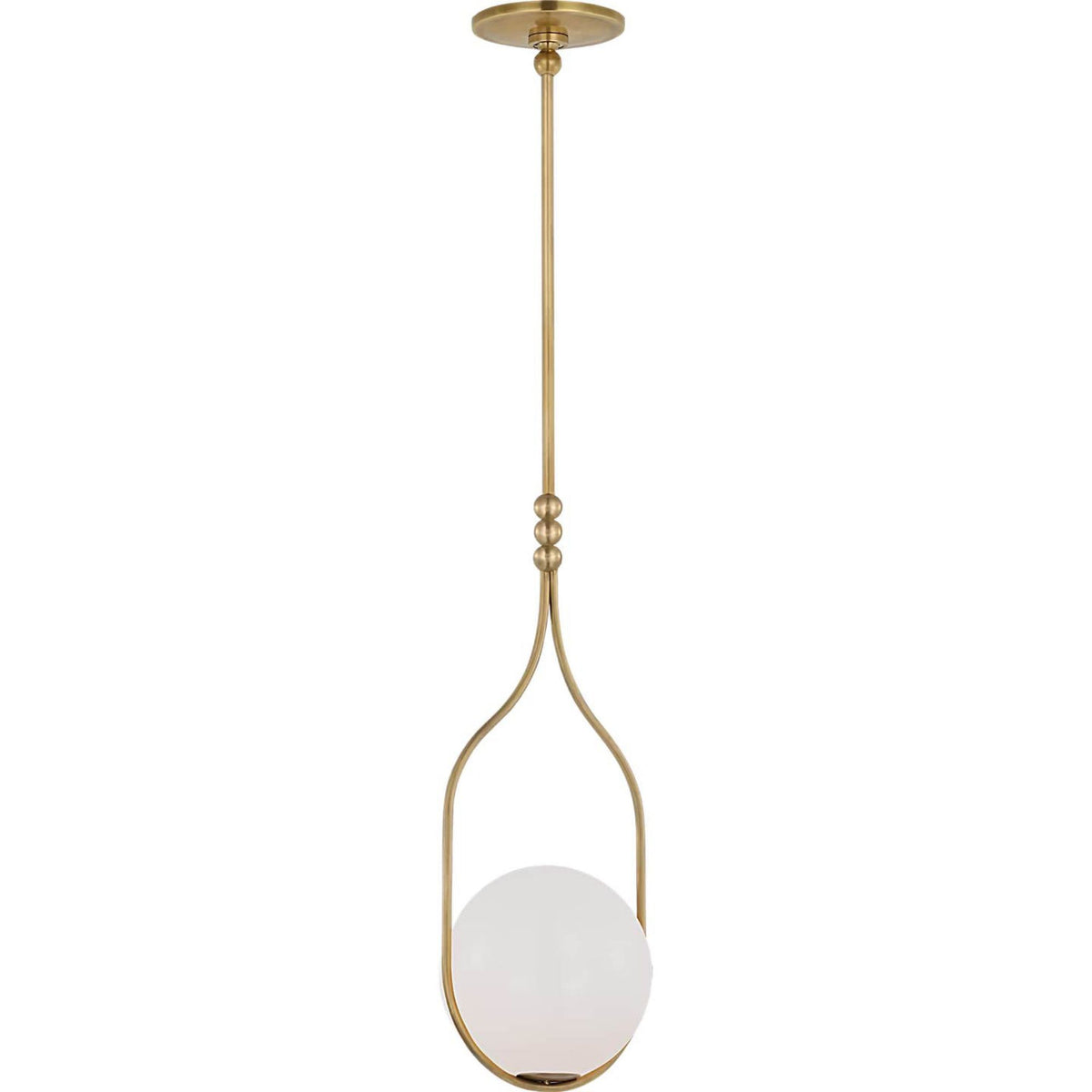Windsor Smith Jodo 9" Pendant in Hand-Rubbed Antique Brass with White Glass W8.75"
