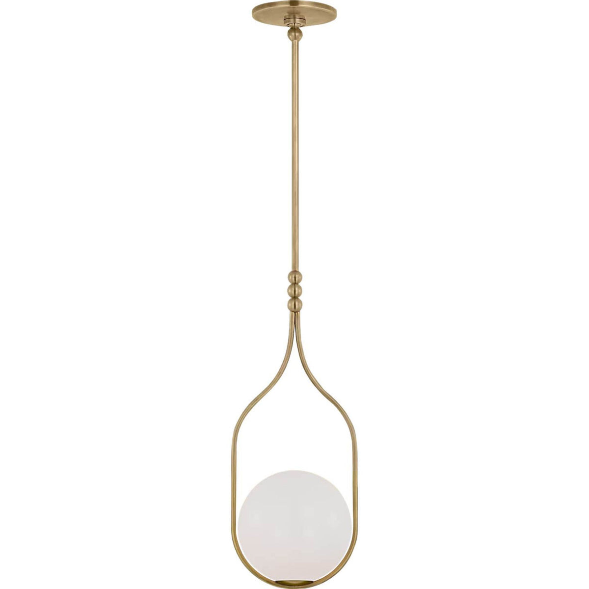 Windsor Smith Jodo 9" Pendant in Hand-Rubbed Antique Brass with White Glass W8.75"