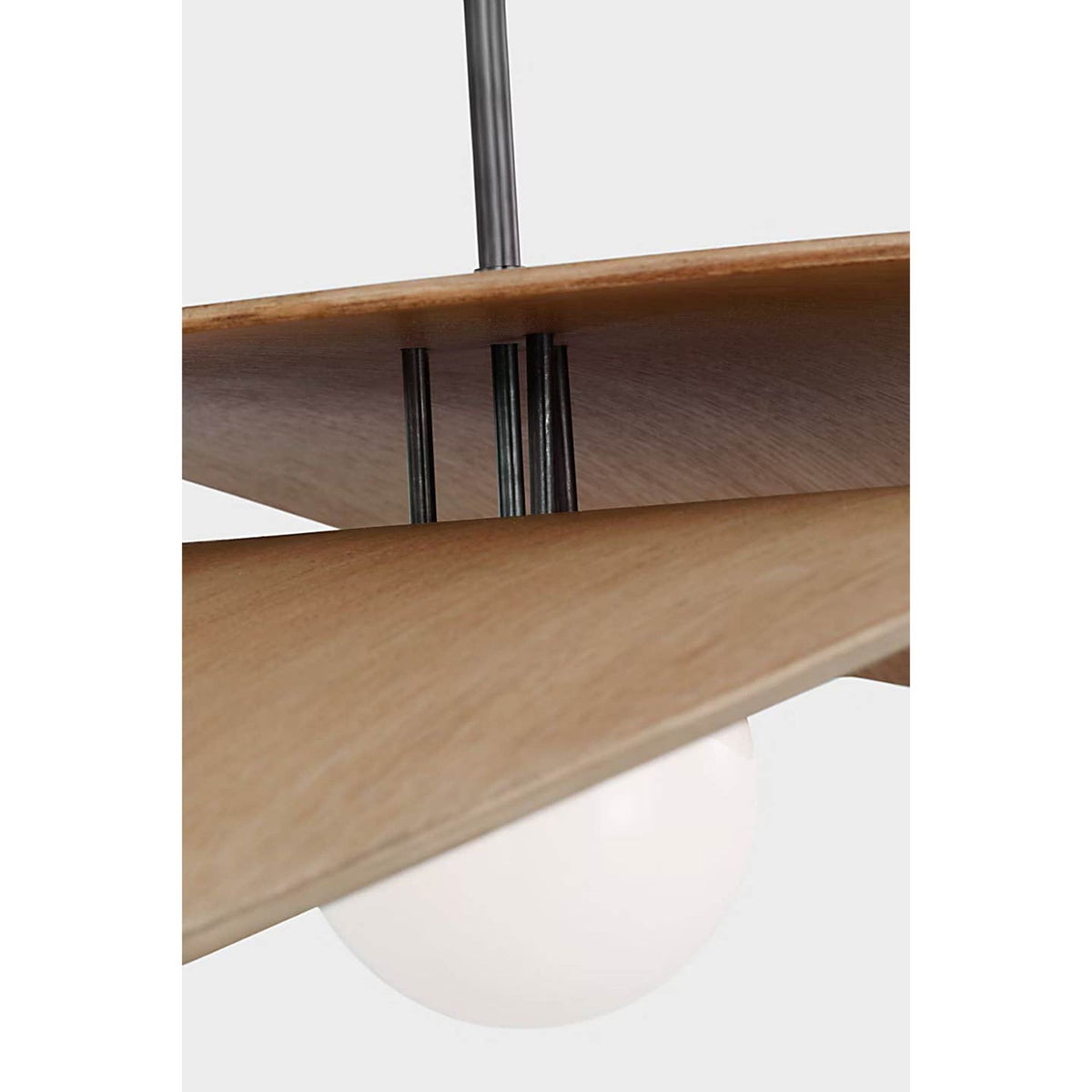 Windsor Smith Mahalo 32" Tiered Pendant in Bronze and Natural Oak with White Glass W32"