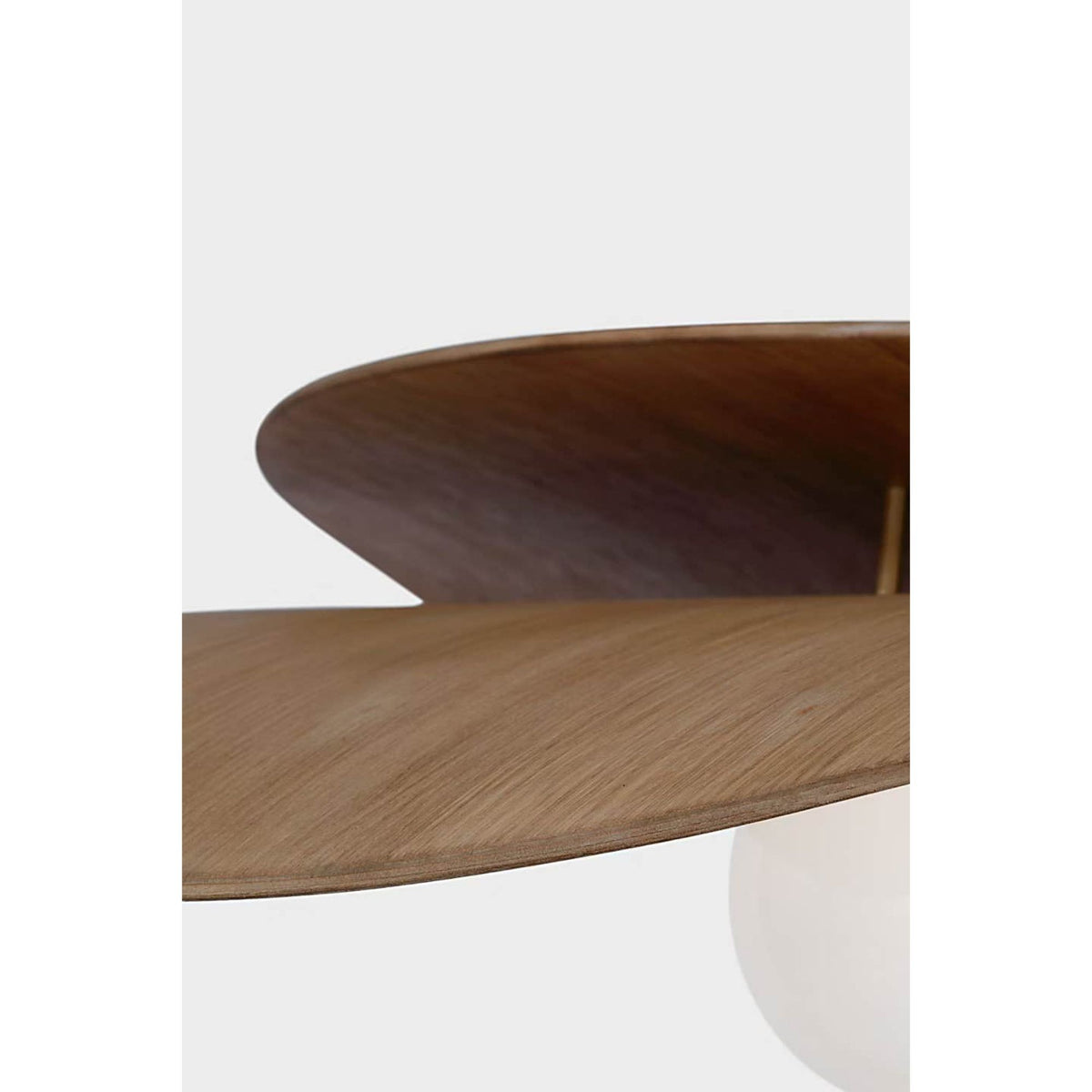 Windsor Smith Mahalo 32" Tiered Pendant in Hand-Rubbed Antique Brass and Natural Oak with White Glass W32"