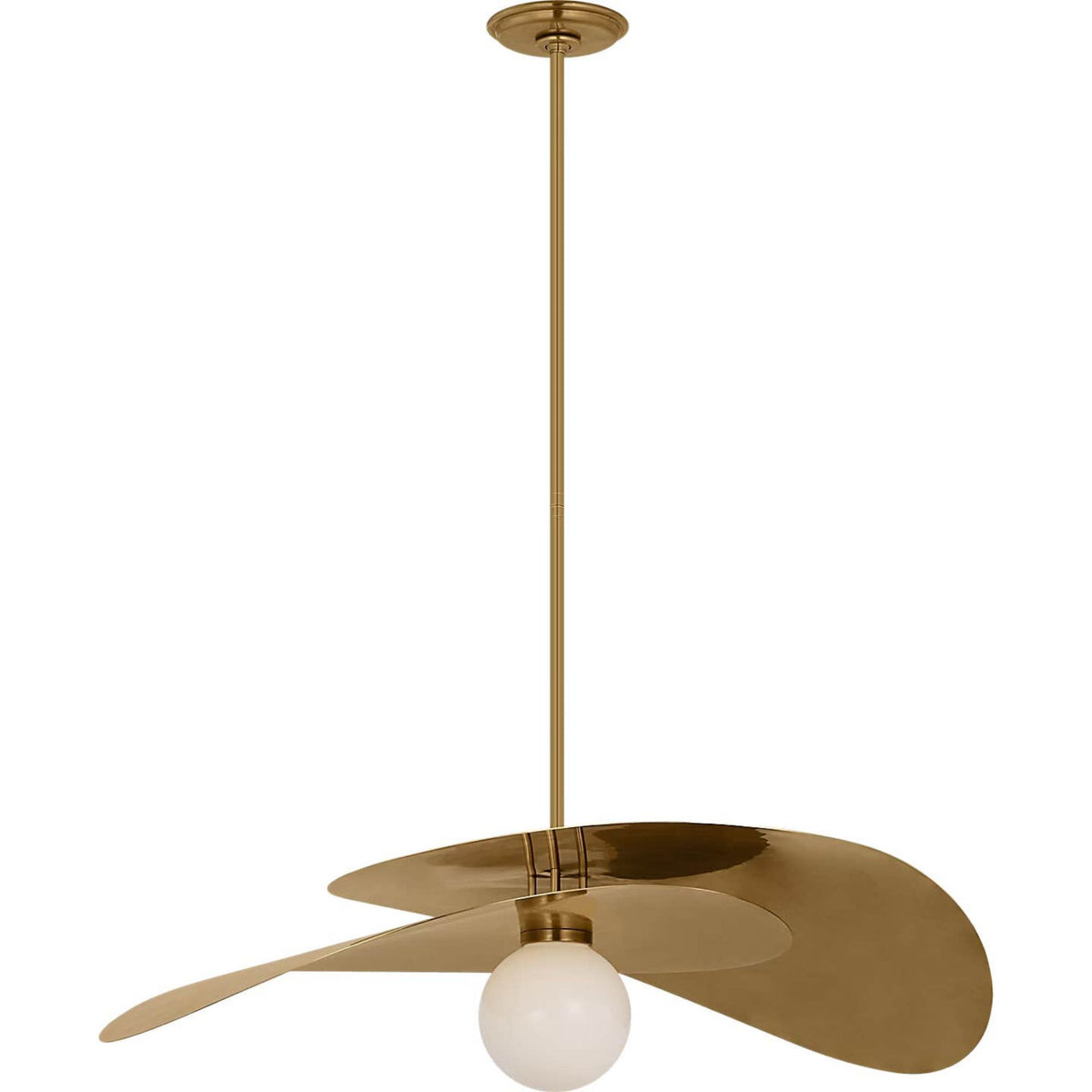 Windsor Smith Mahalo 32" Tiered Pendant in Hand-Rubbed Antique Brass with White Glass W32"
