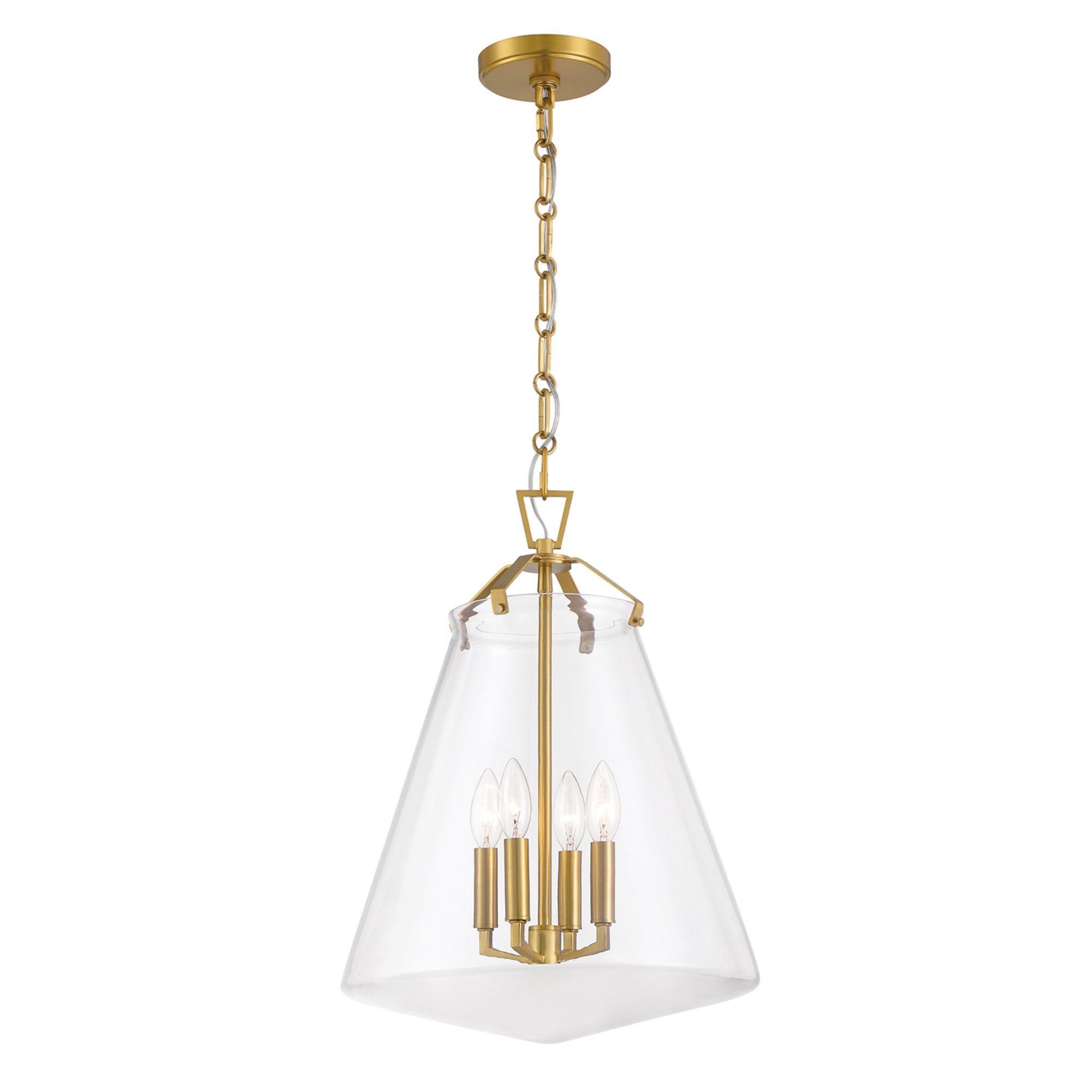 Voss 4 Light Luxe Gold Pendant Clear Glass 15.25"W x 20"H x 15.25"D