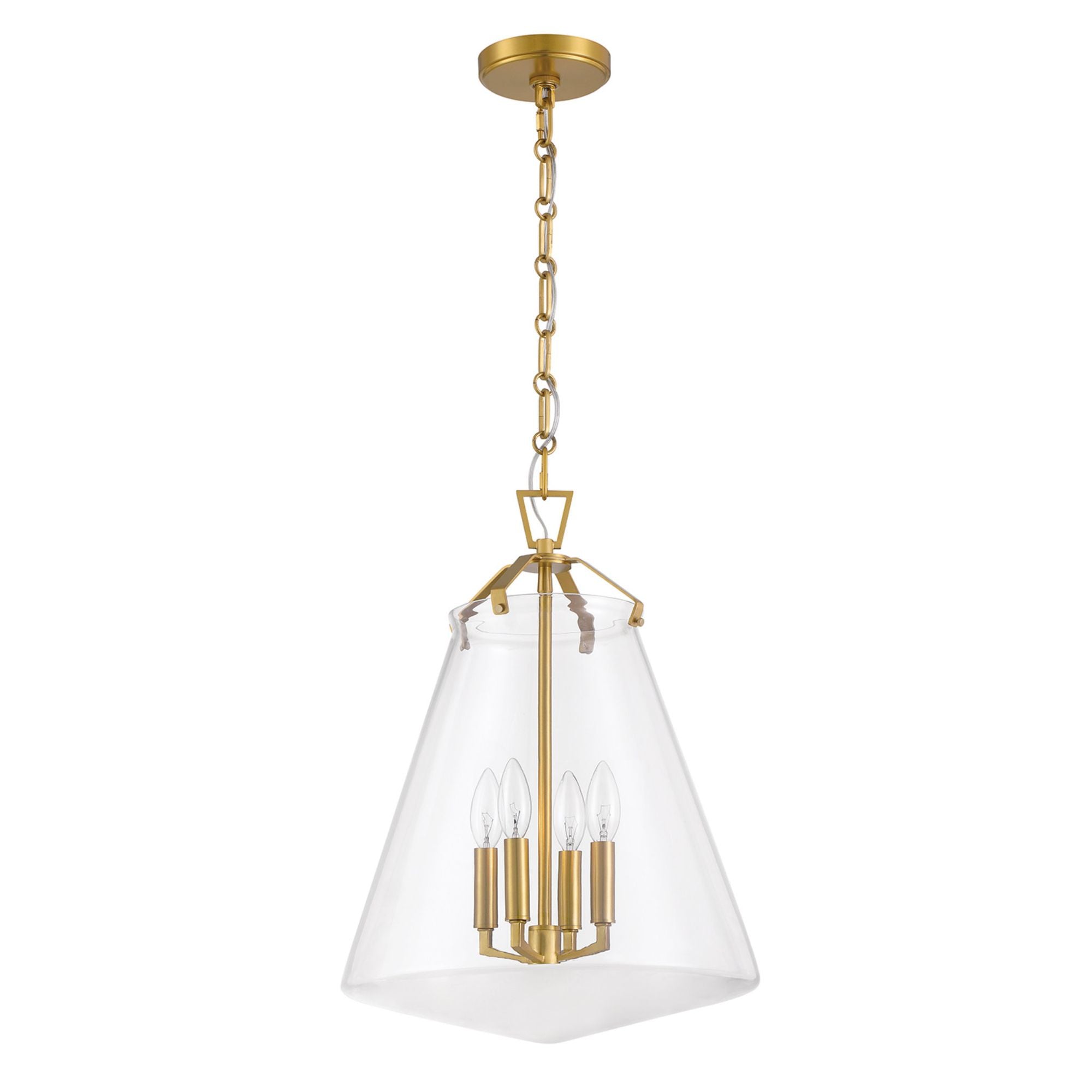 Voss 4 Light Luxe Gold Pendant Clear Glass 15.25"W x 20"H x 15.25"D
