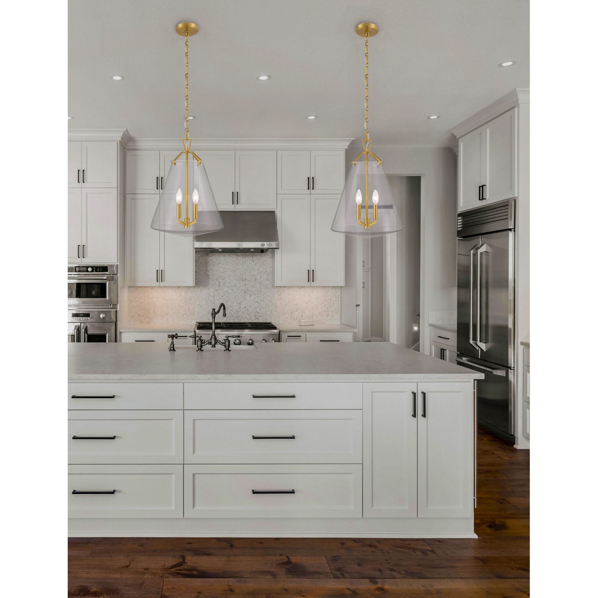 Voss 4 Light Luxe Gold Pendant Clear Glass 15.25"W x 20"H x 15.25"D