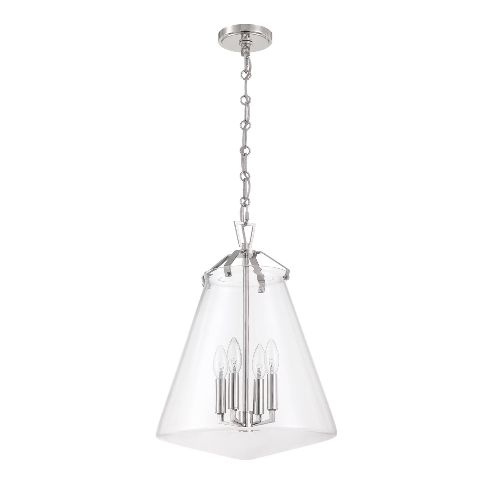 Voss 4 Light Polished Nickel Pendant Clear Glass 15.25"W x 20"H x 15.25"D