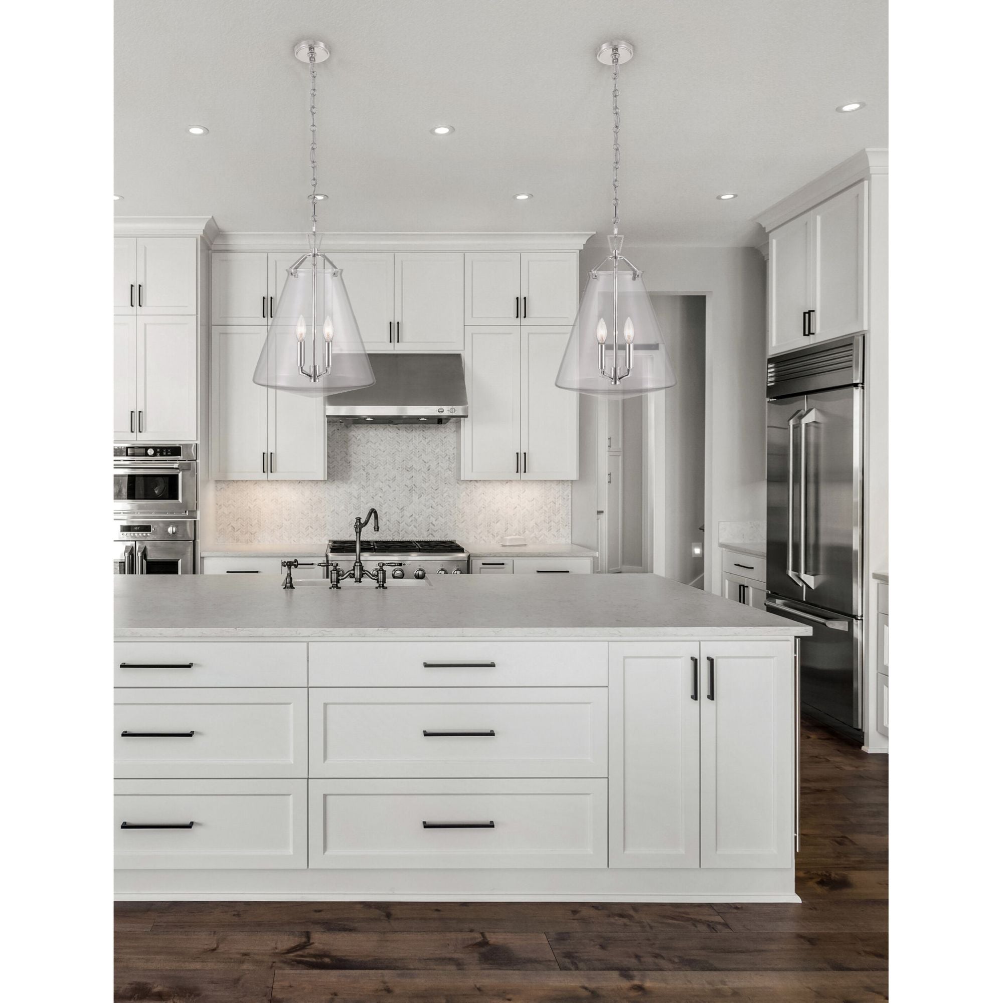 Voss 4 Light Polished Nickel Pendant Clear Glass 15.25"W x 20"H x 15.25"D