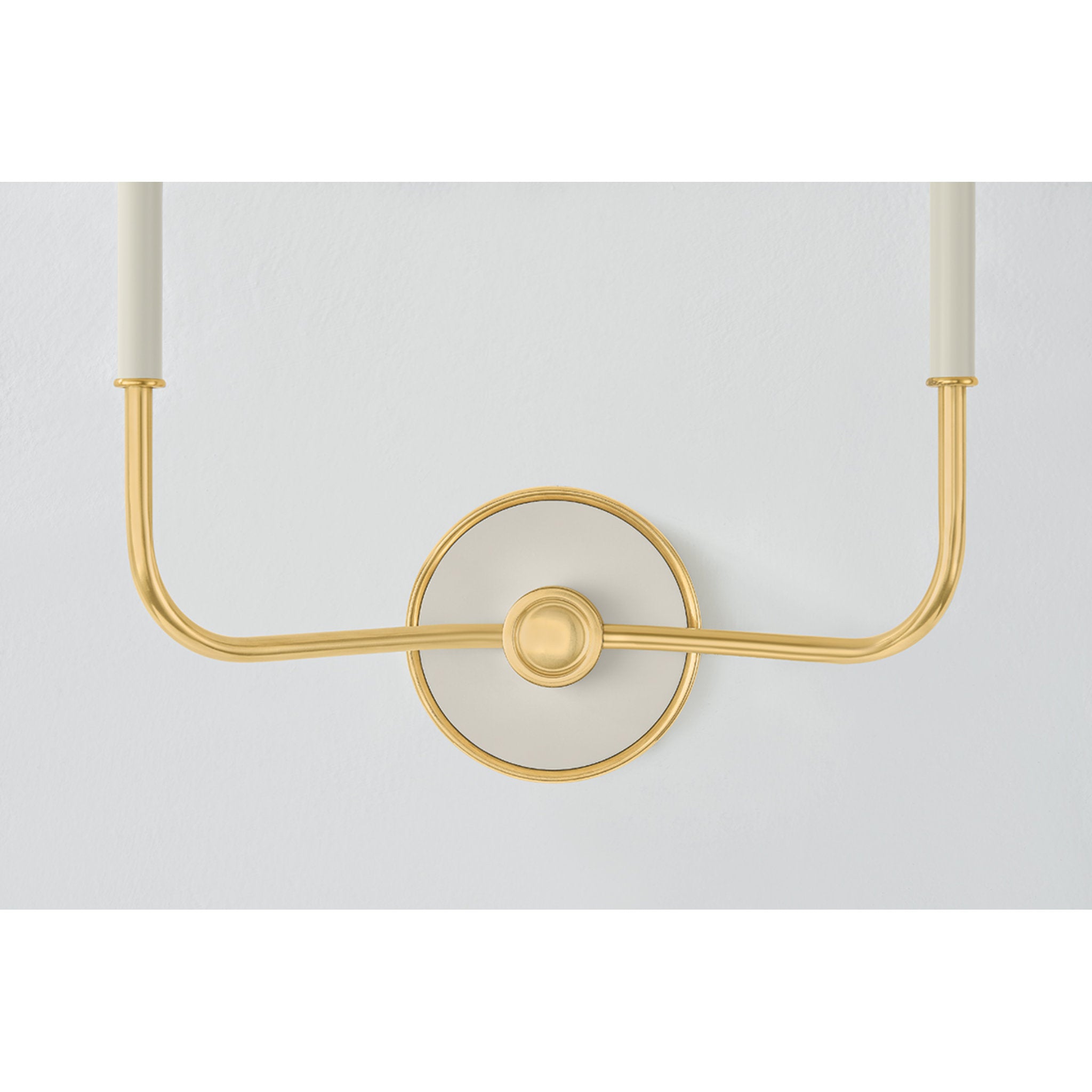 Wedgewood 2-Light Wall Sconce in Aged Brass by Mark D. Sikes 19W x 16H (Off-White)