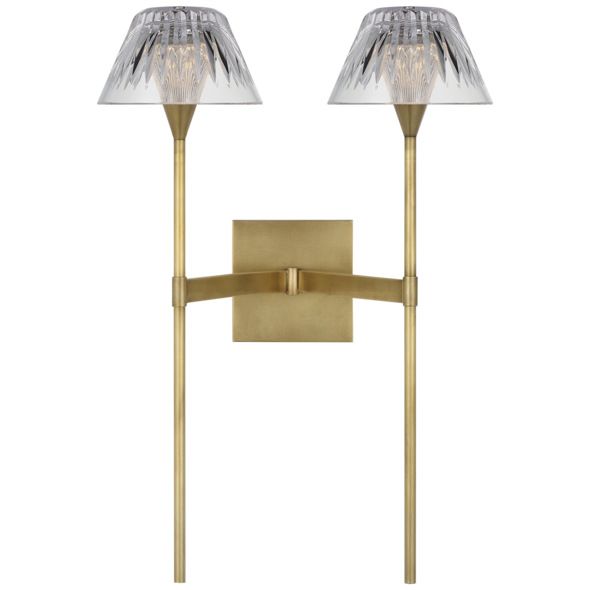 Waterford Blaze 19" 2 Light Tail Sconce in Natural Brass with Clear Crystal Wall Light W13.5" x H19"