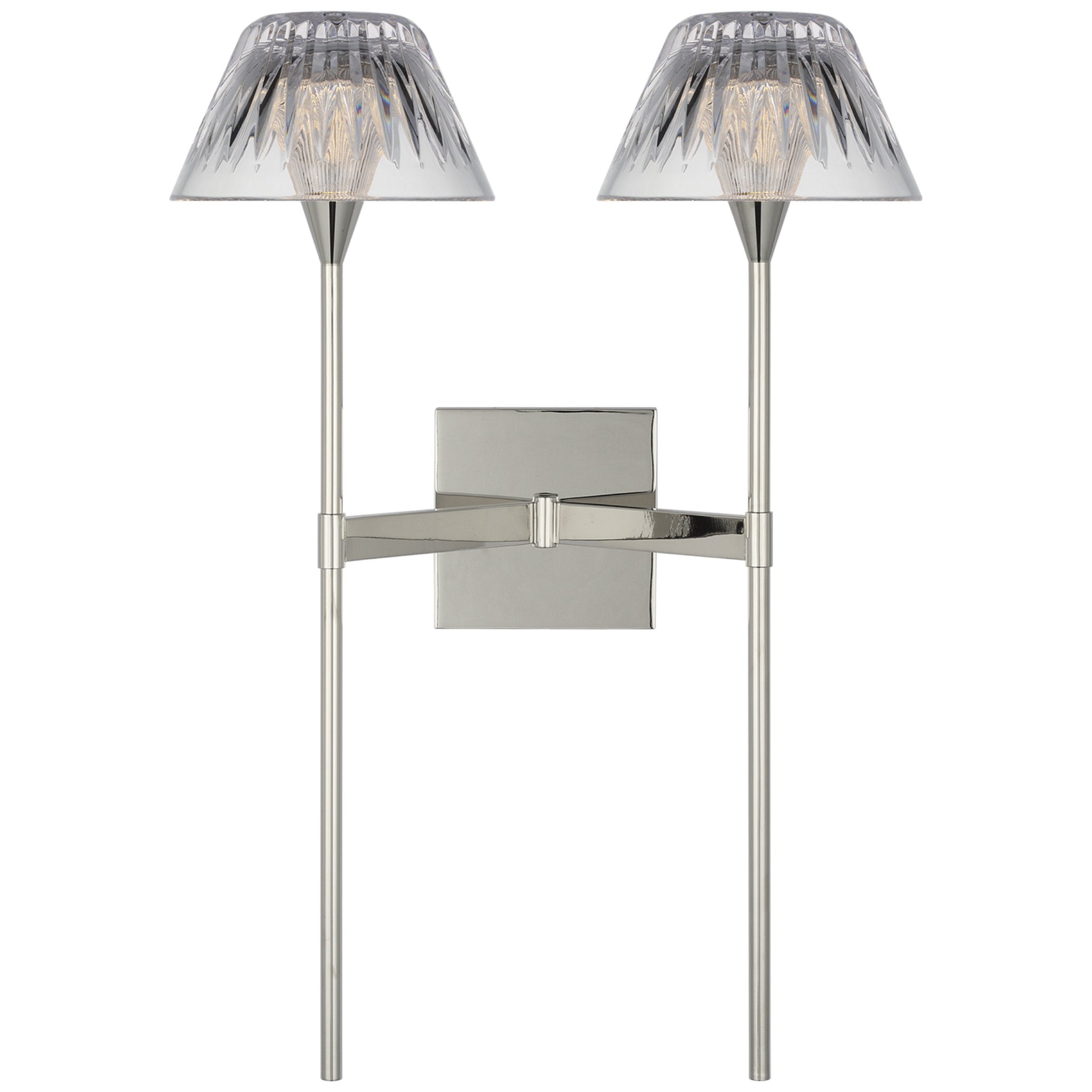 Waterford Blaze 19" 2 Light Tail Sconce in Polished Nickel with Clear Crystal Wall Light W13.5" x H19"