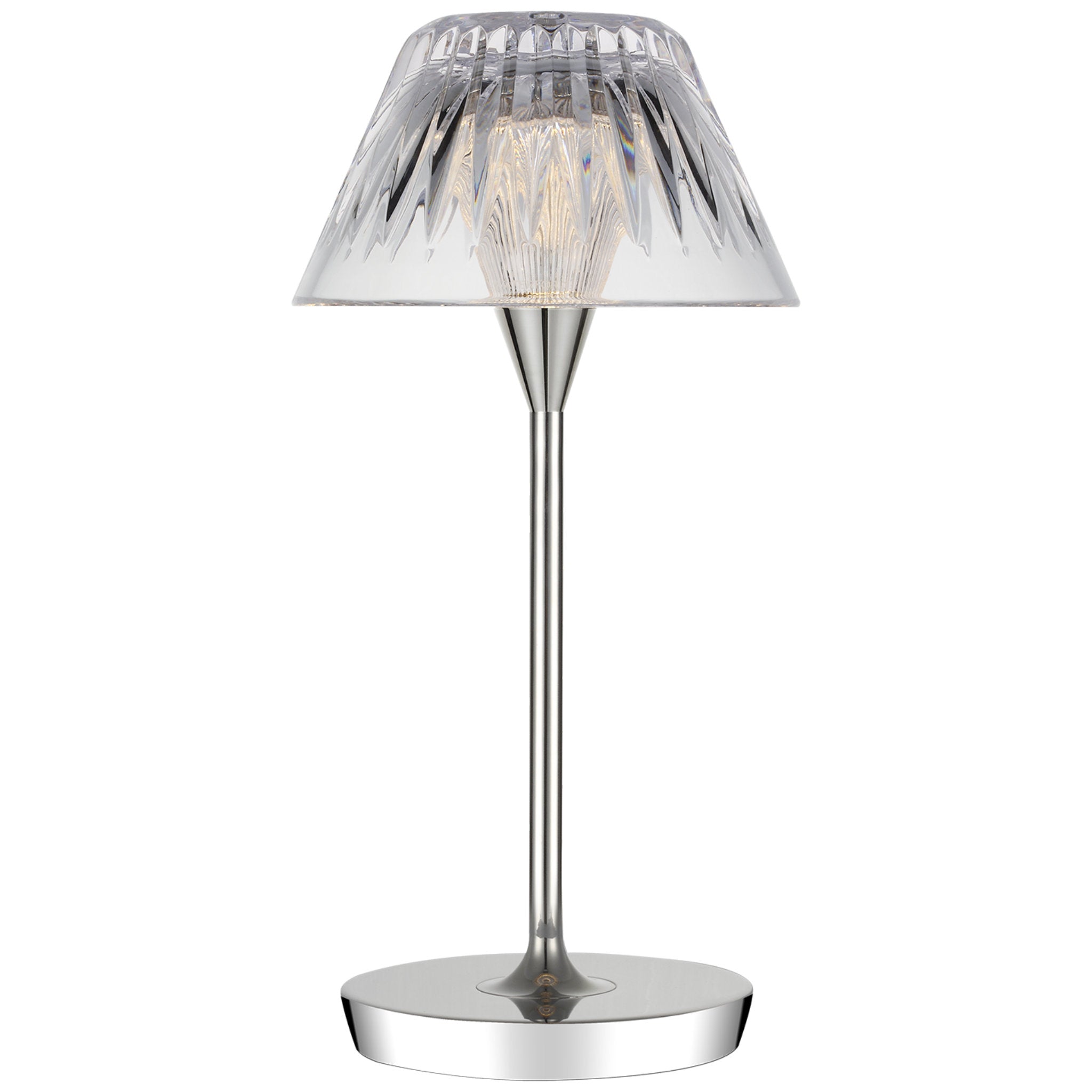 Waterford Blaze 12" Rechargeable Table Lamp in Polished Nickel with Clear Crystal W5.75" x H11.75"