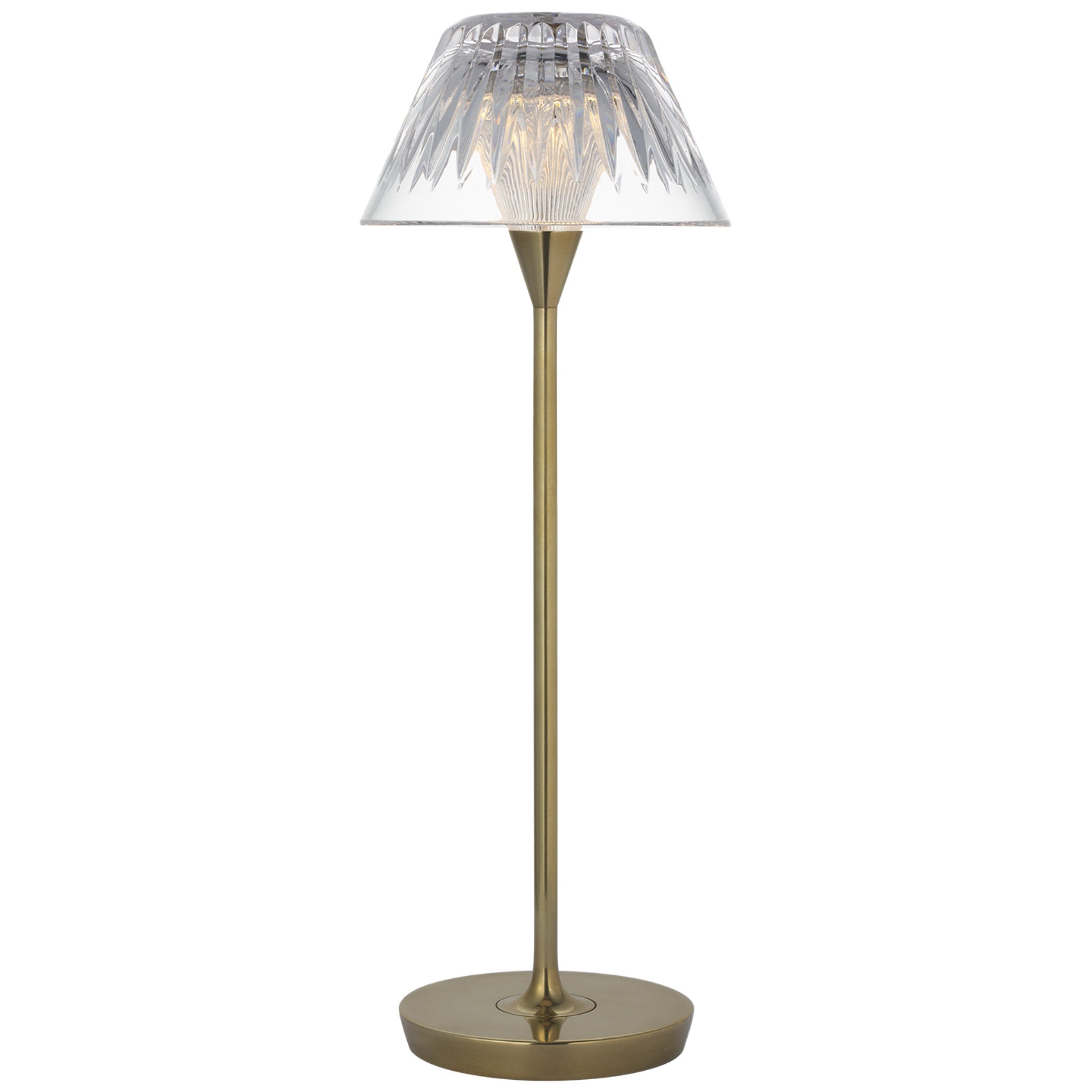Waterford Blaze 16" Rechargeable Table Lamp in Natural Brass with Clear Crystal W5.75" x H16.25"
