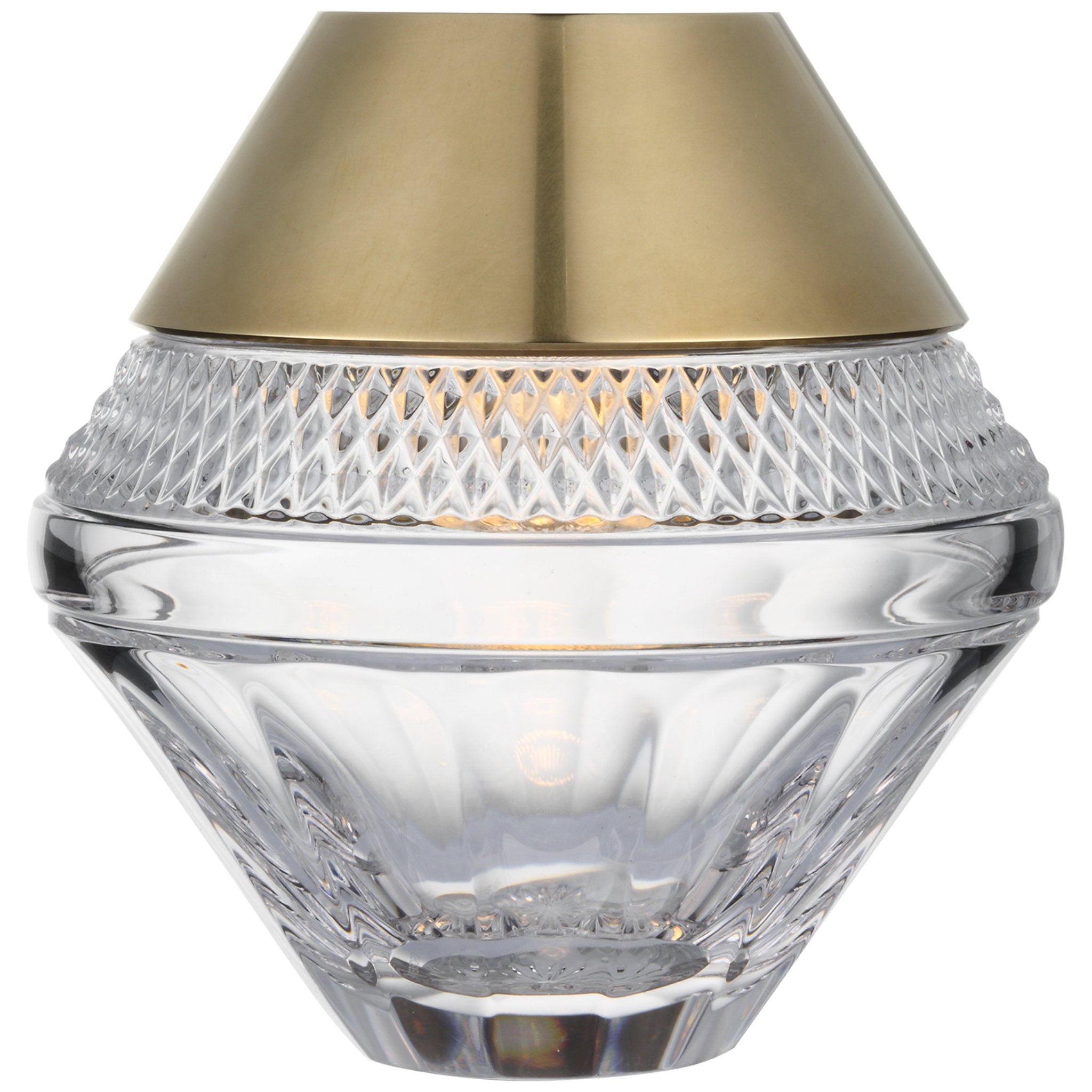 Waterford Copper Coast 5" Rechargeable Accent Lamp in Natural Brass with Clear Crystal Table Lamp W5" x H5"