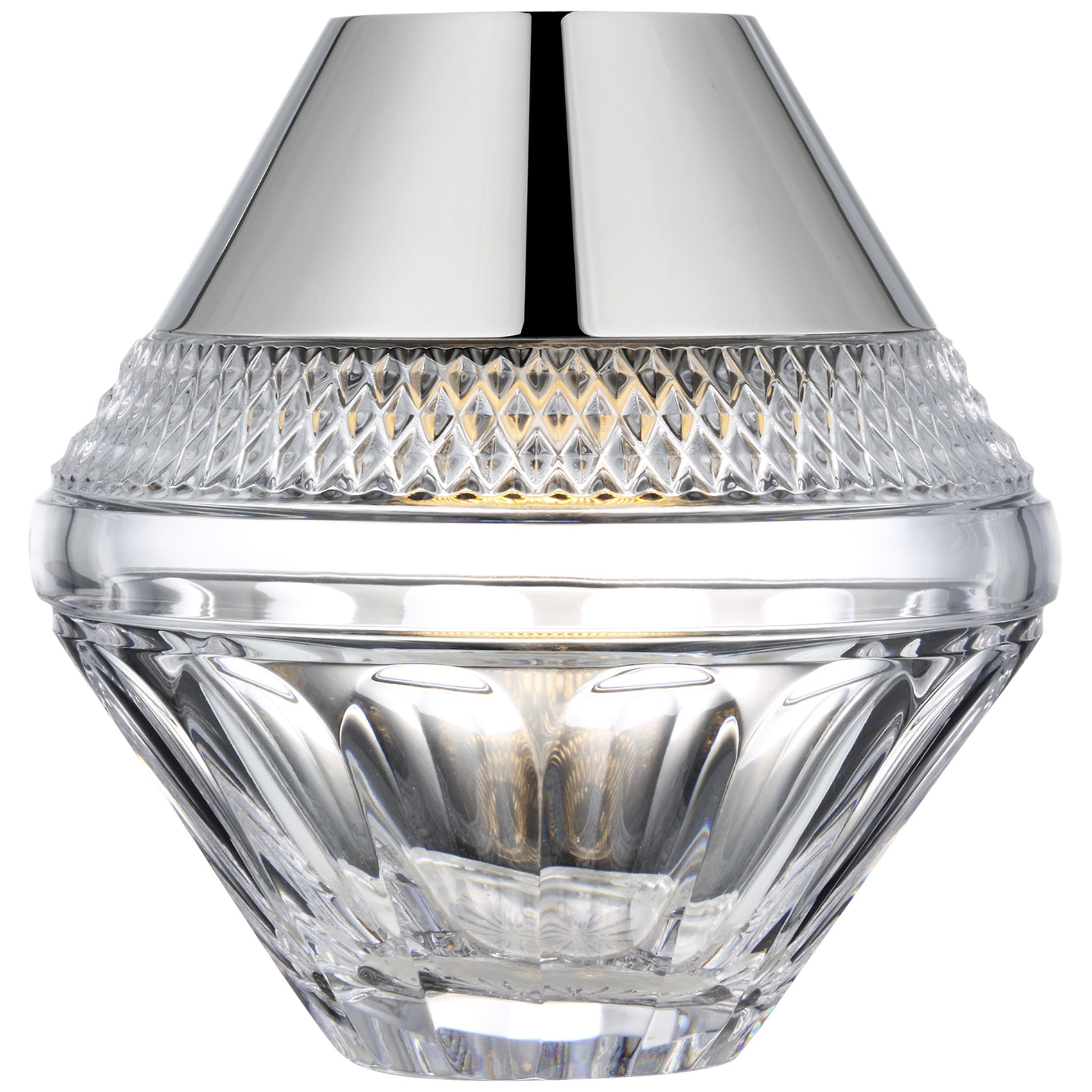 Waterford Copper Coast 5" Rechargeable Accent Lamp in Polished Nickel with Clear Crystal Table Lamp W5" x H5"