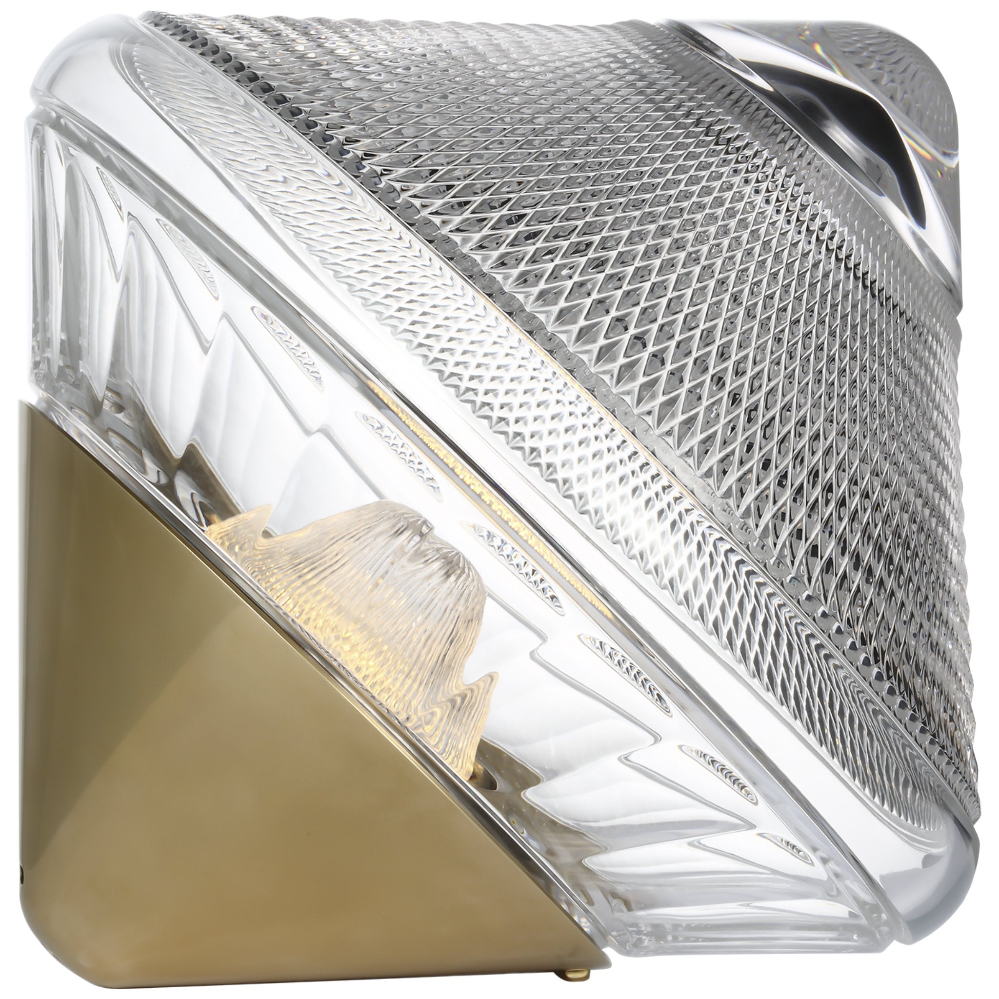 Waterford Copper Coast 12" Rechargeable Accent Light in Natural Brass with Clear Crystal Table Lamp W11.75" x H9.25"