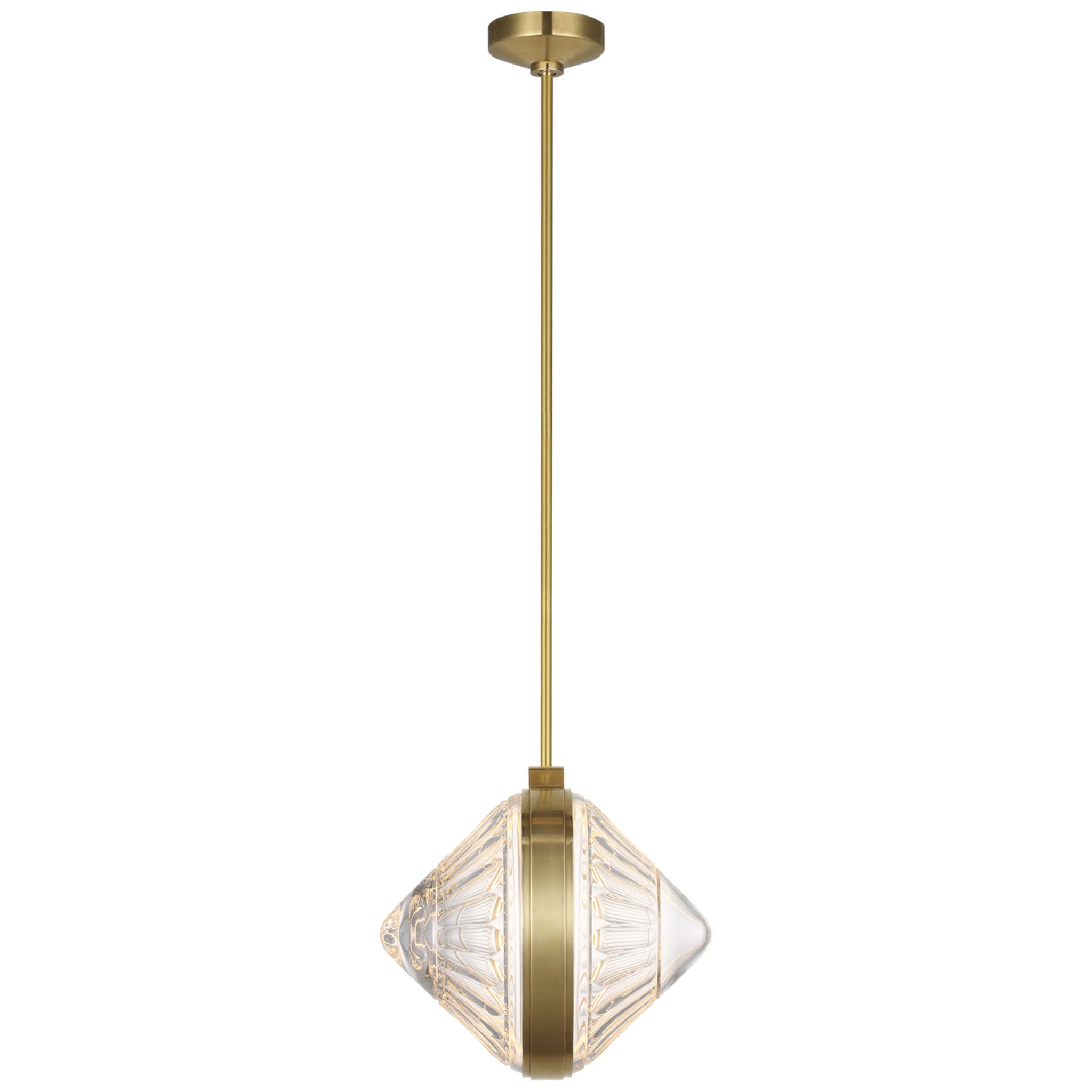 Waterford Copper Coast 15" Pendant in Natural Brass with Olive Cut Clear Crystal Ceiling Light W15"