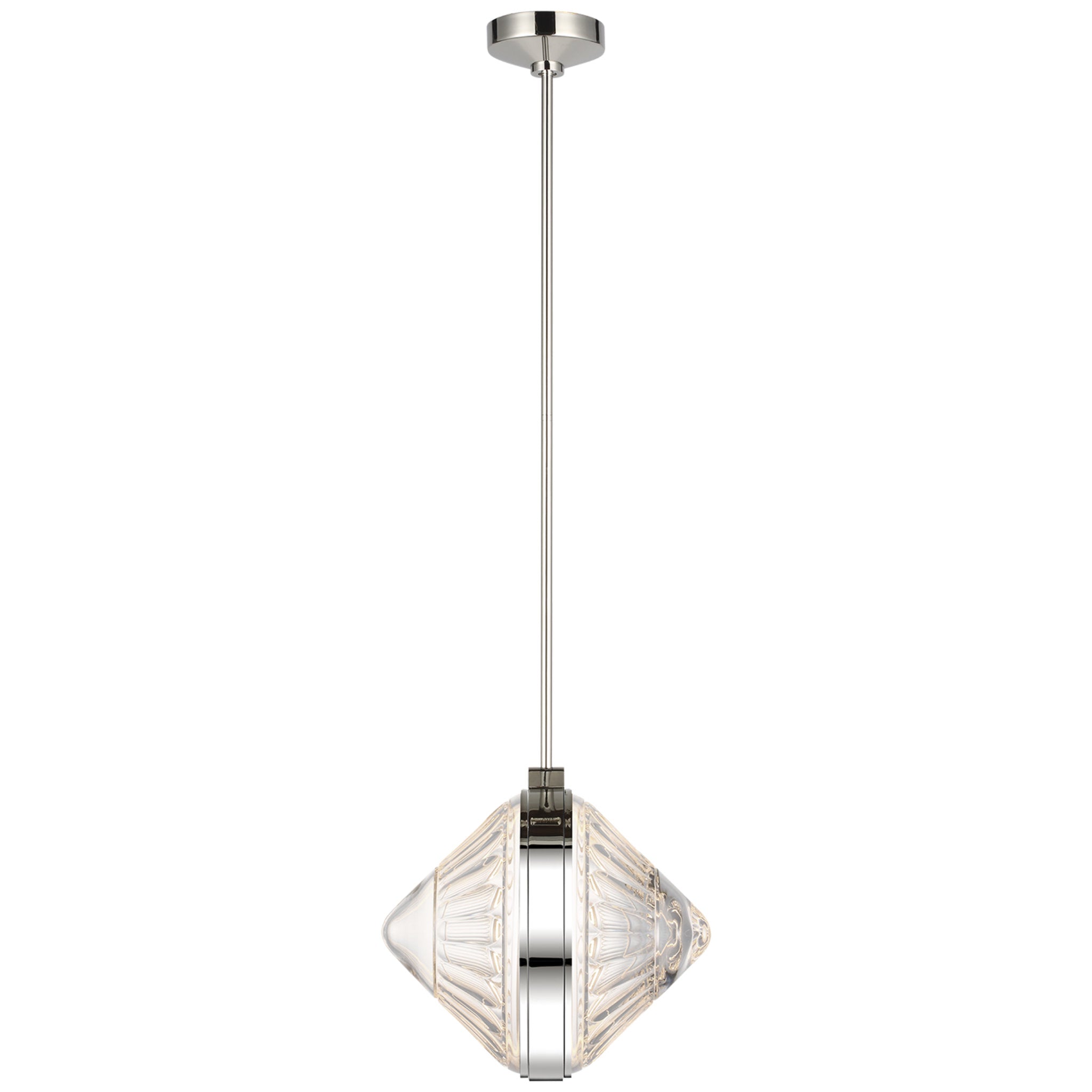 Waterford Copper Coast 15" Pendant in Polished Nickel with Olive Cut Clear Crystal Ceiling Light W15"
