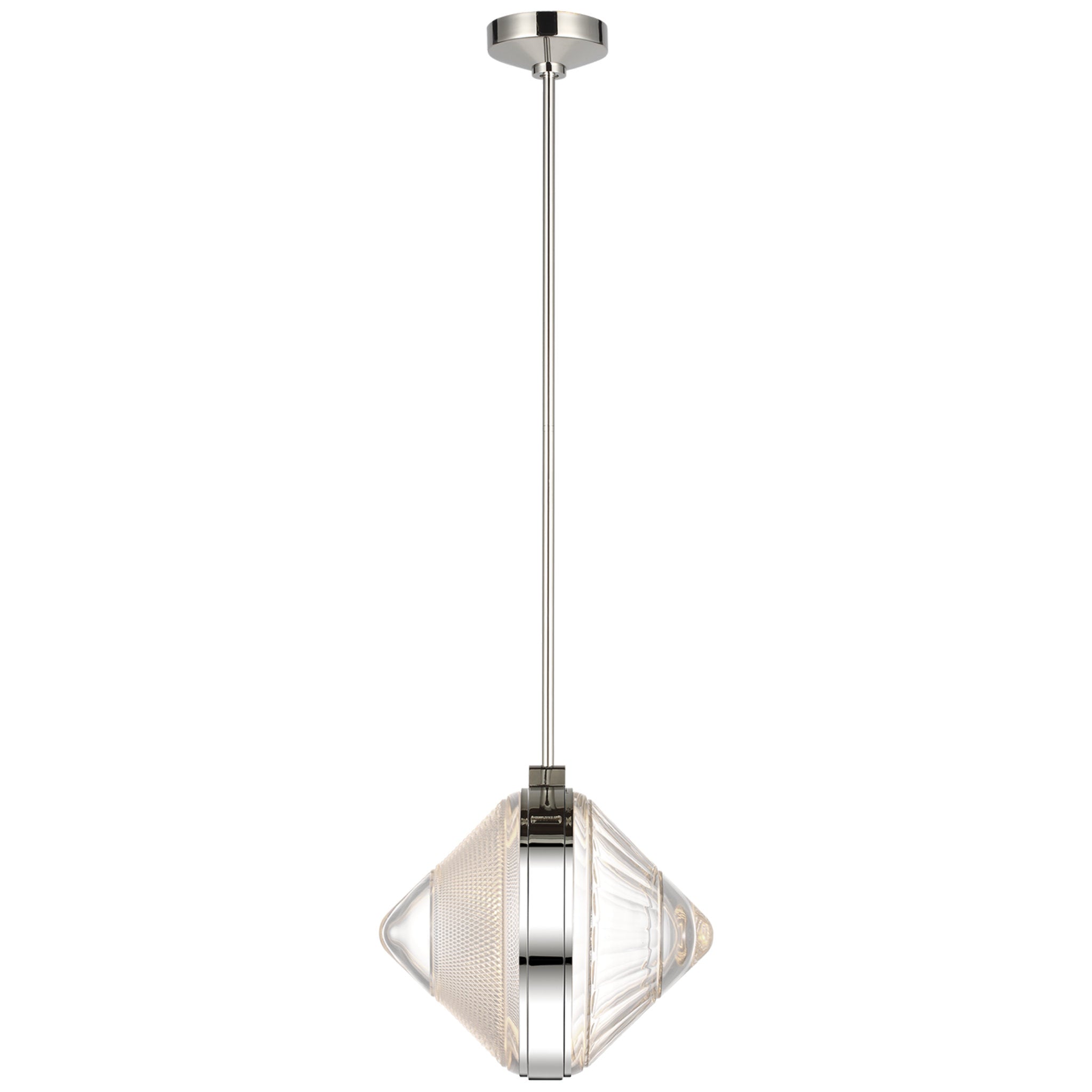 Waterford Copper Coast 15" Pendant in Polished Nickel with Karo and Olive Cut Clear Crystal Ceiling Light W15"