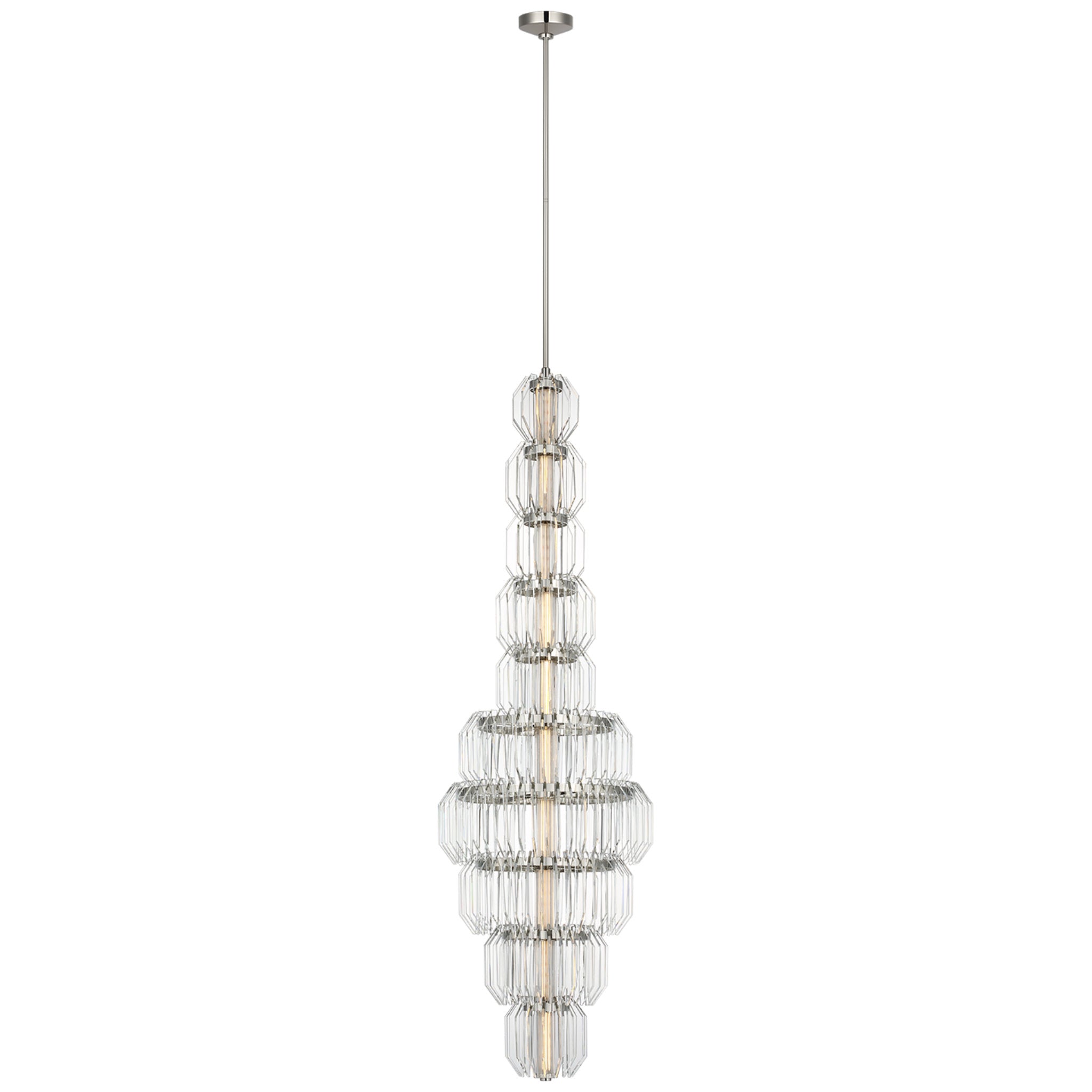 Waterford Killarney 19" Layered Entry Chandelier in Polished Nickel with Clear Crystal Ceiling Light W19"