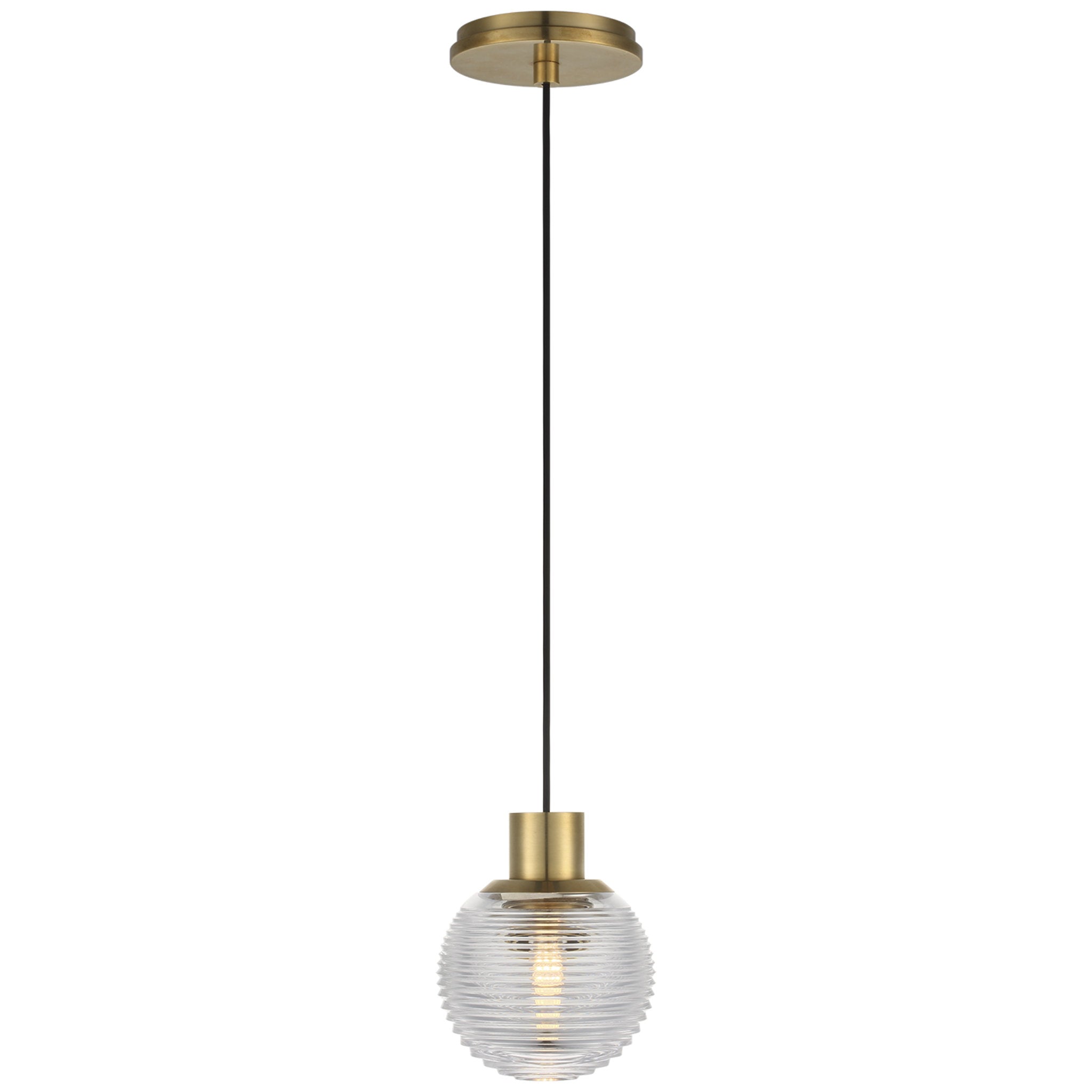 Waterford Circon 5" Mini Pendant in Natural Brass with Clear Crystal Ceiling Light W5"