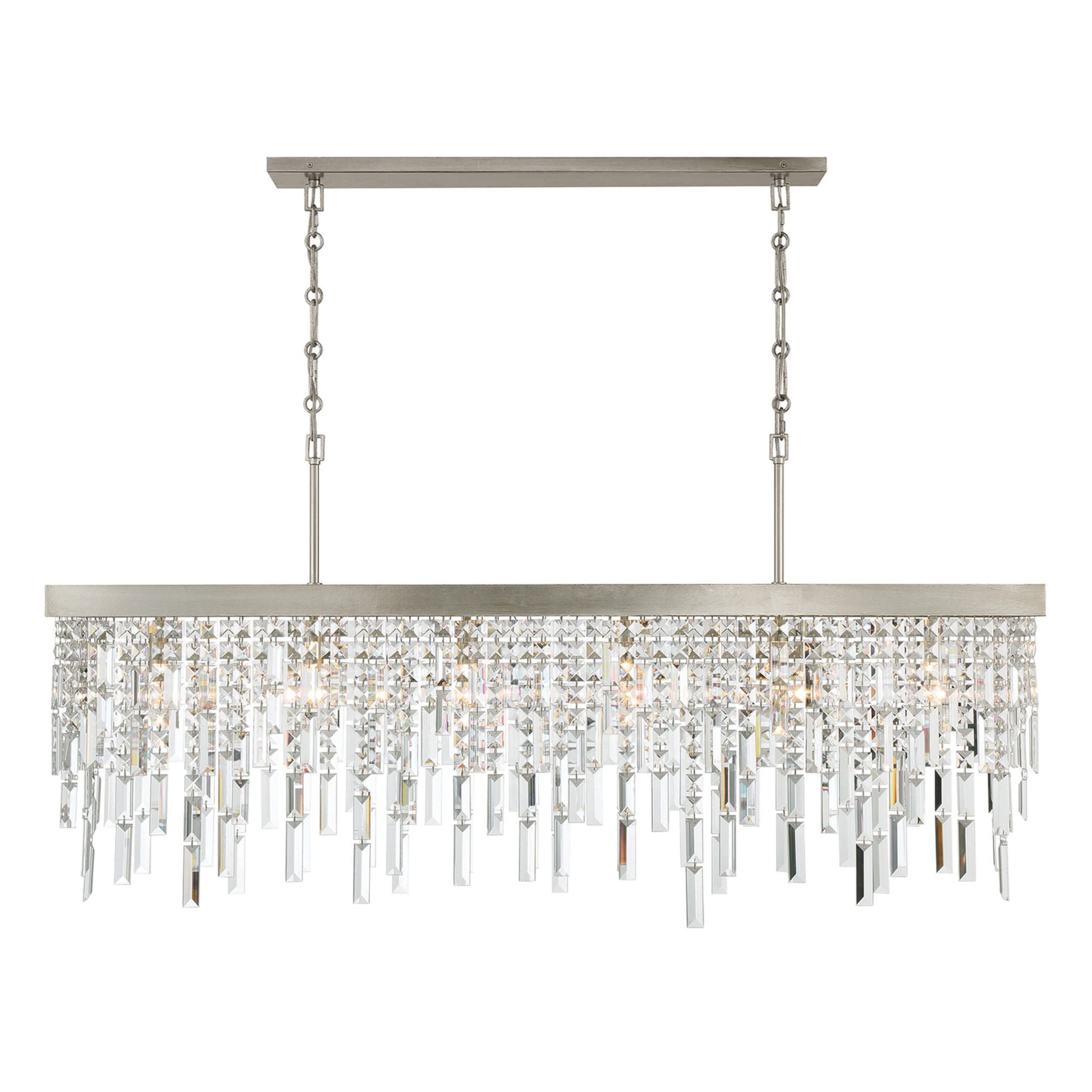 Winfield 49'' Antique Silver Linear Chandelier Silver 49"W x 24.5"H x 9"D