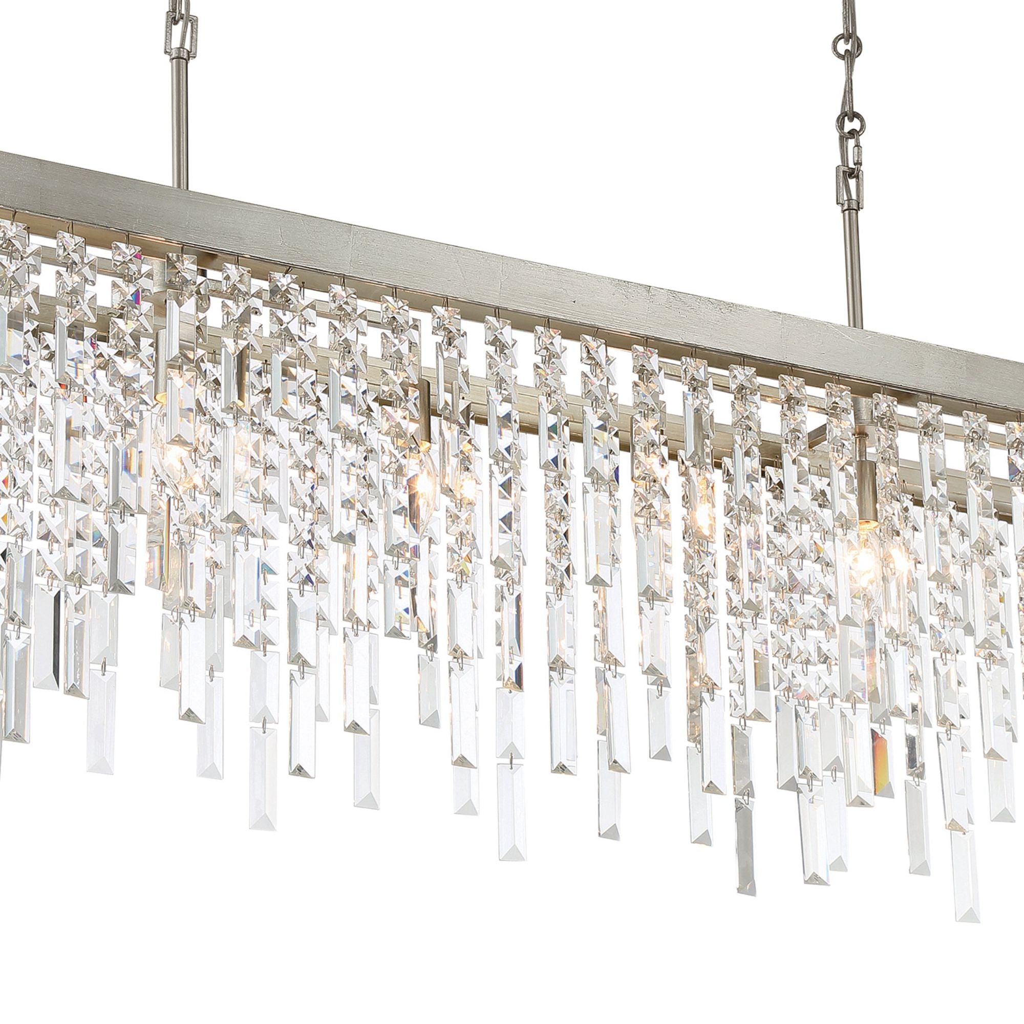 Winfield 49'' Antique Silver Linear Chandelier Silver 49"W x 24.5"H x 9"D
