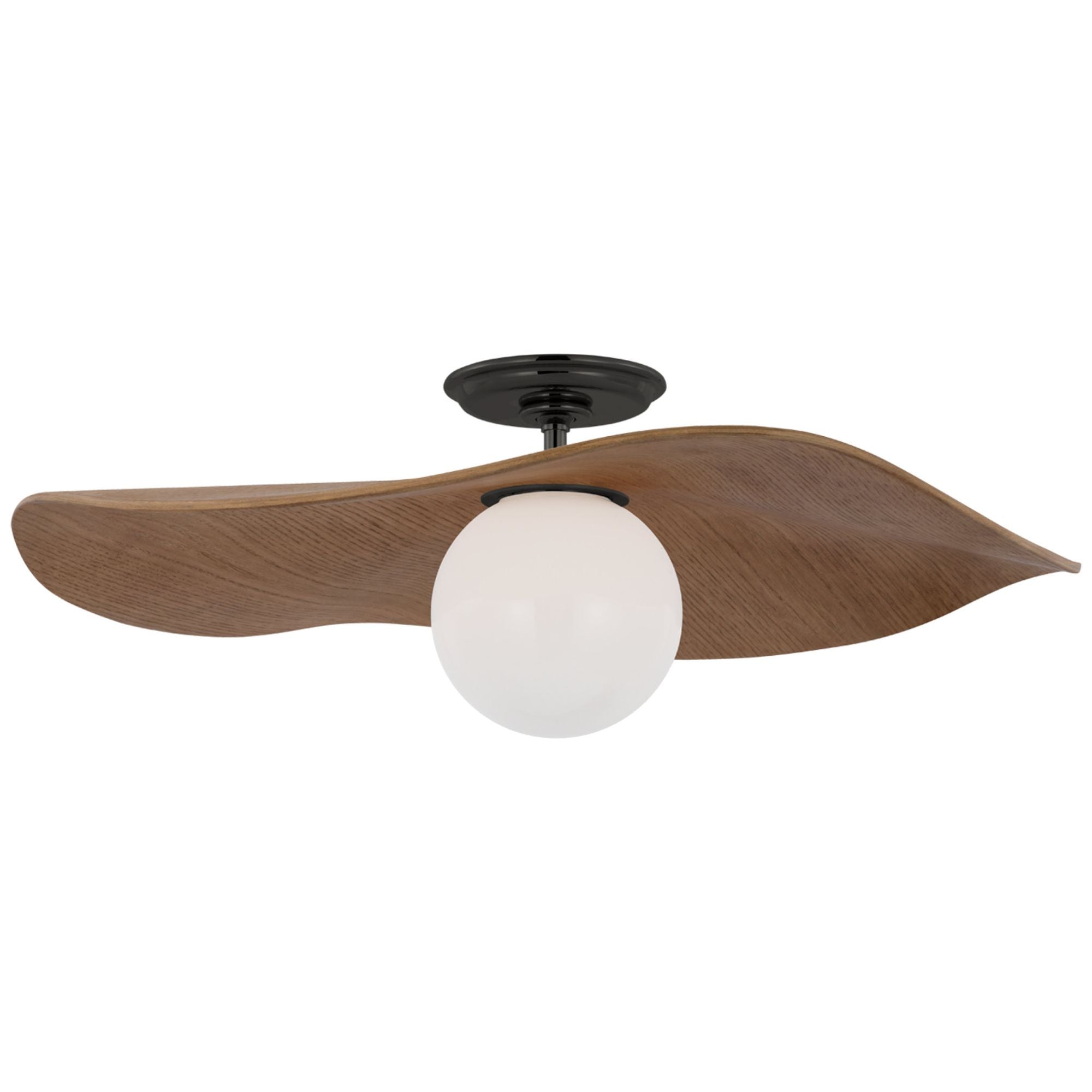 Windsor Smith Mahalo 22" Semi-Flush Mount in Bronze and White Glass with Natural Oak Shade Ceiling Light W22" x H8"