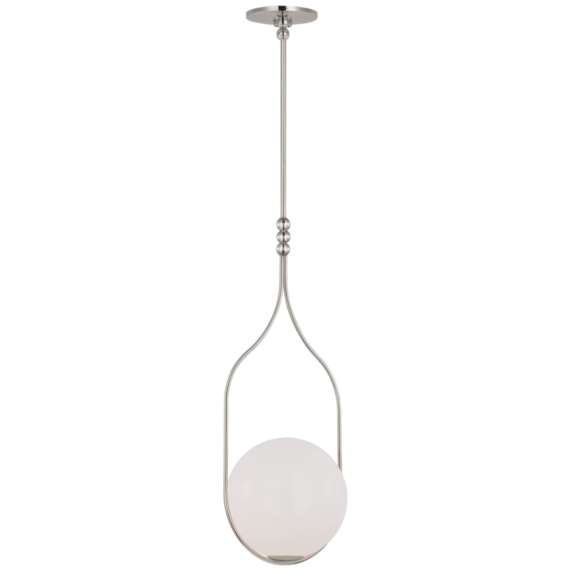 Windsor Smith Jodo 12" Pendant in Polished Nickel with White Glass Ceiling Light W11.5"