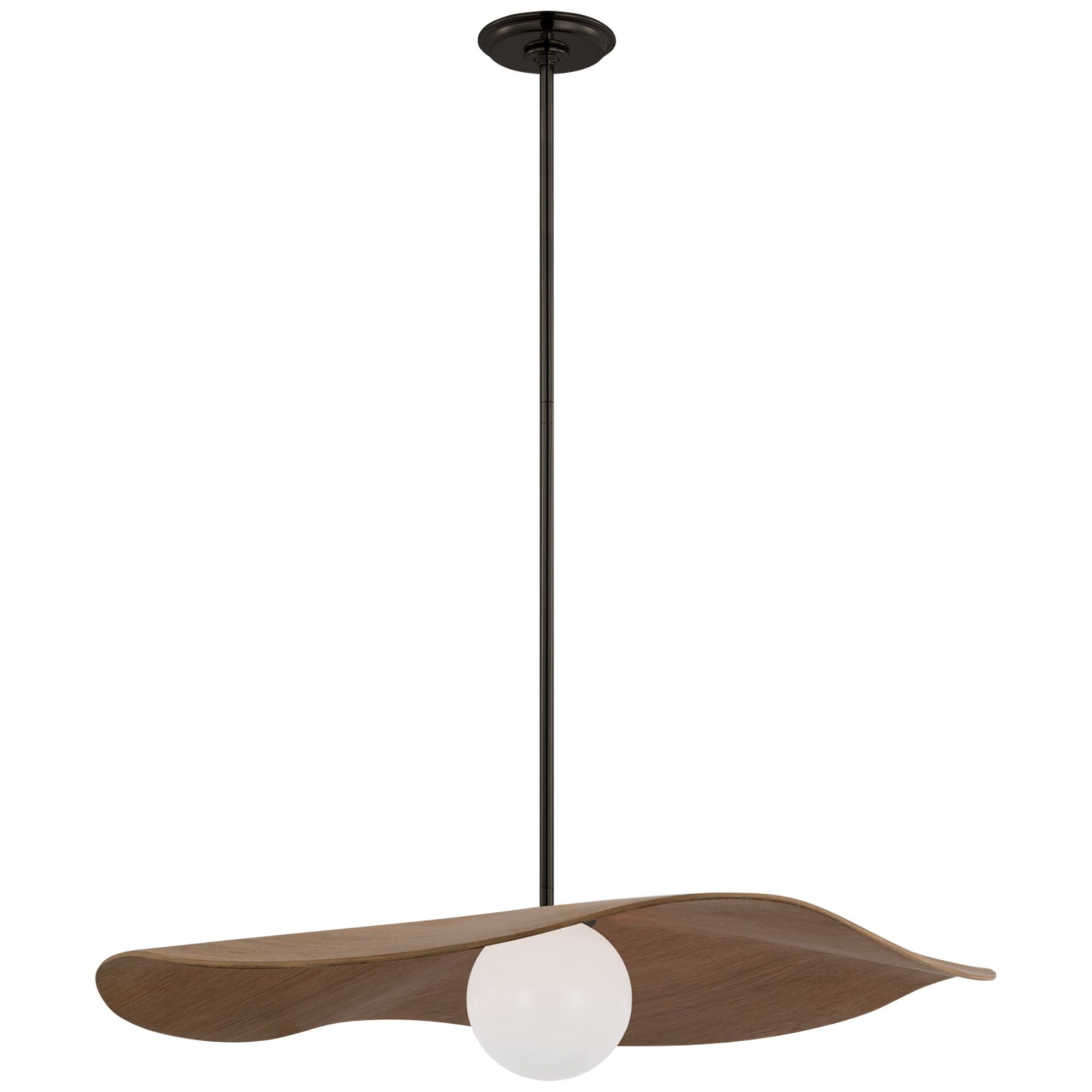 Windsor Smith Mahalo 28" Pendant in Bronze and White Glass with Natural Oak Shade Ceiling Light W28"