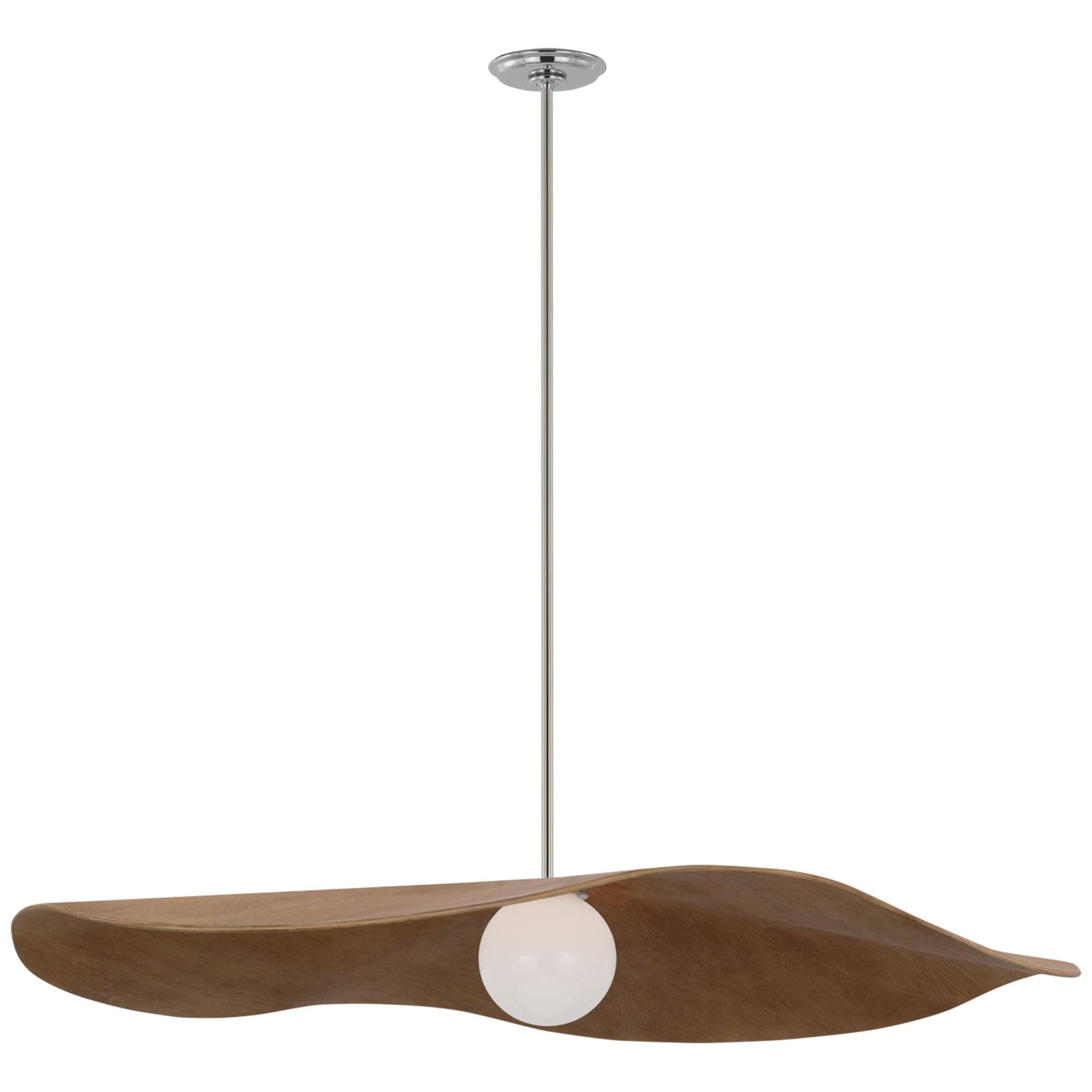 Windsor Smith Mahalo 40" Pendant in Polished Nickel and White Glass with Natural Oak Shade Ceiling Light W40"