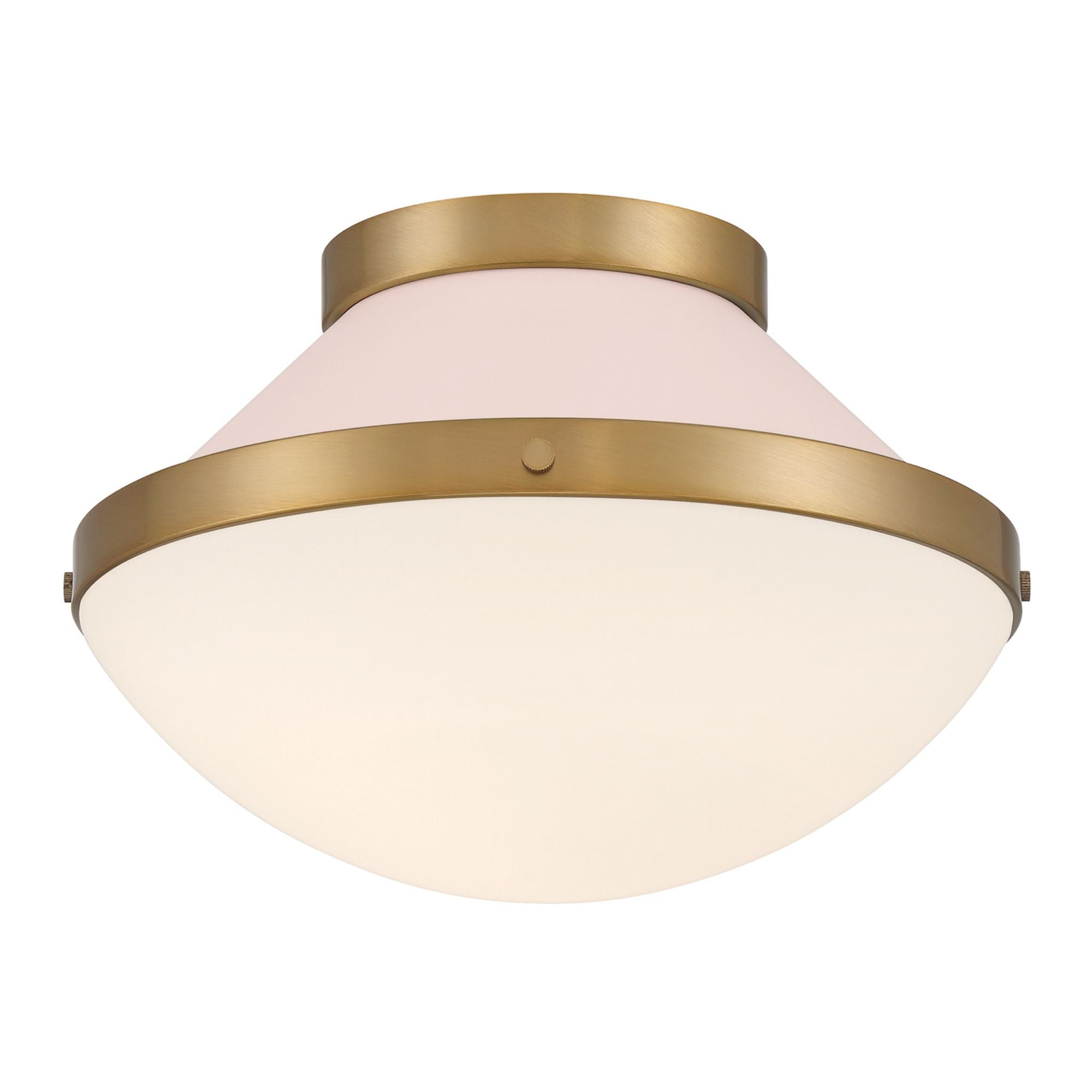 Xander 1 Light Vibrant Gold + Blush Flush Mount Etched Opal Shade 12.25"W x 8.25"H x 12.25"D