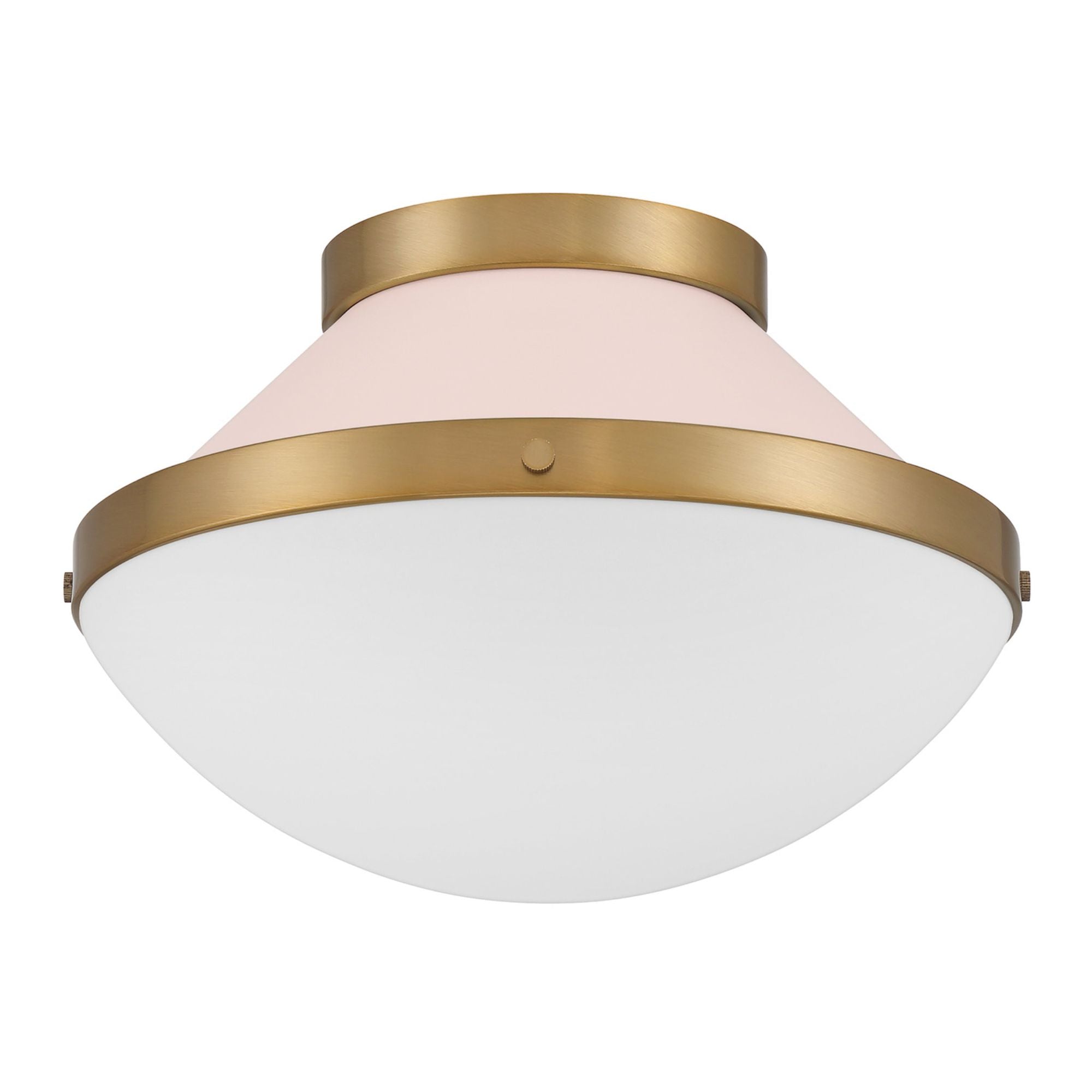 Xander 1 Light Vibrant Gold + Blush Flush Mount Etched Opal Shade 12.25"W x 8.25"H x 12.25"D