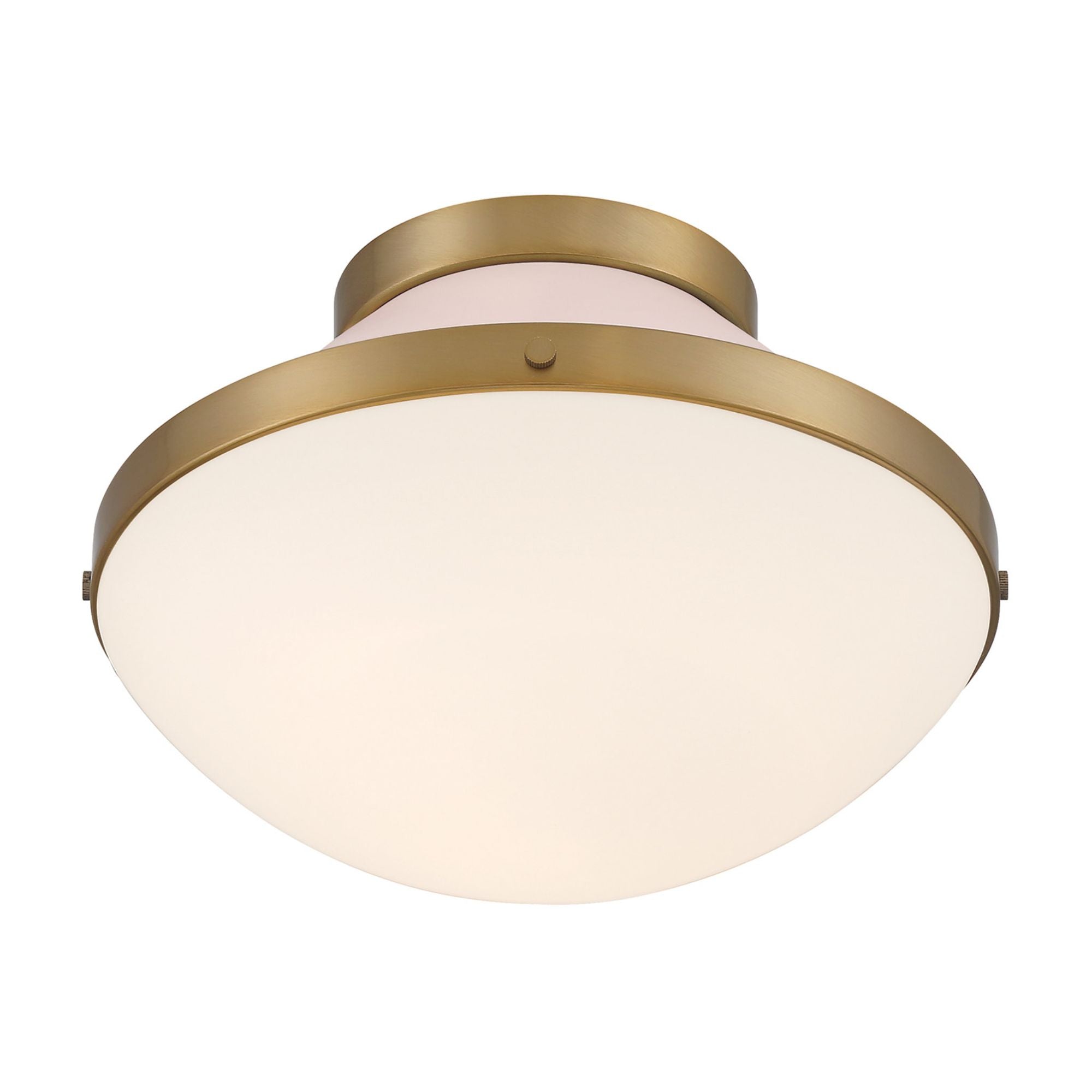 Xander 1 Light Vibrant Gold + Blush Flush Mount Etched Opal Shade 12.25"W x 8.25"H x 12.25"D