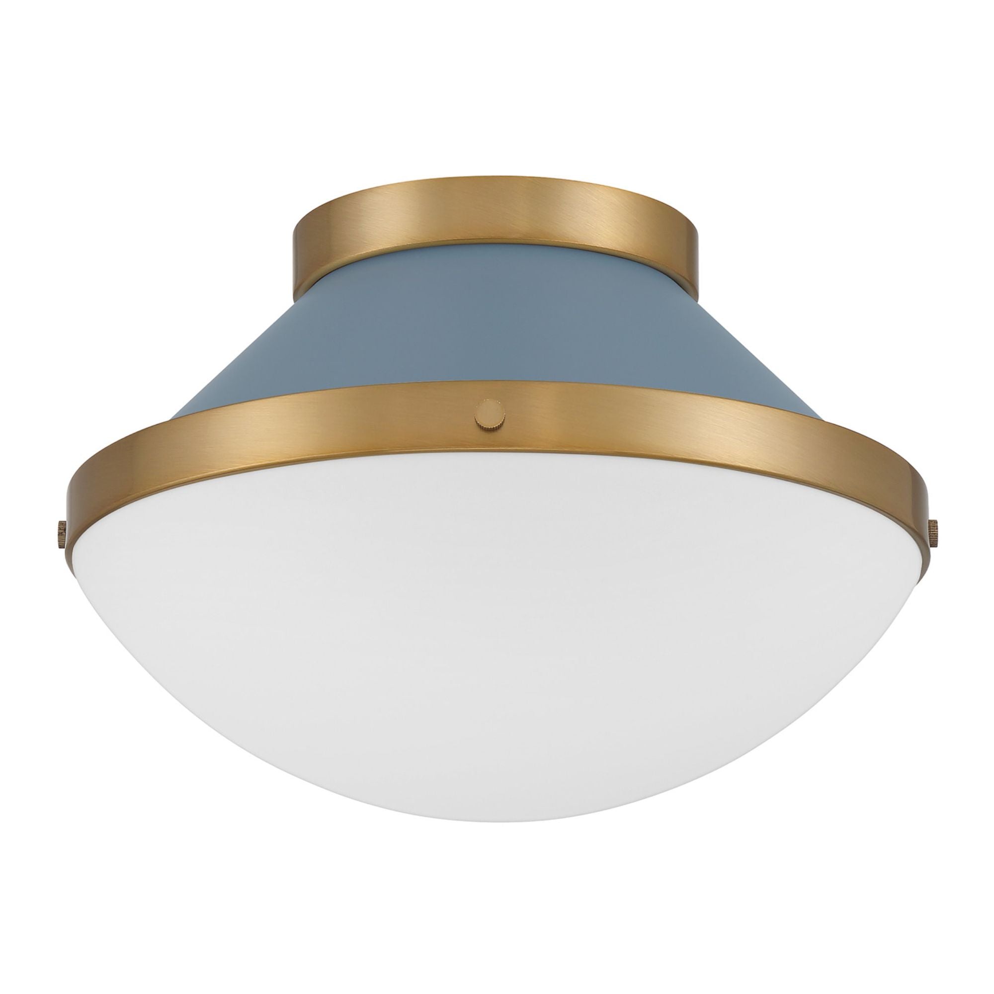 Xander 1 Light Vibrant Gold + Blue Flush Mount Etched Opal Shade 12.25"W x 8.25"H x 12.25"D