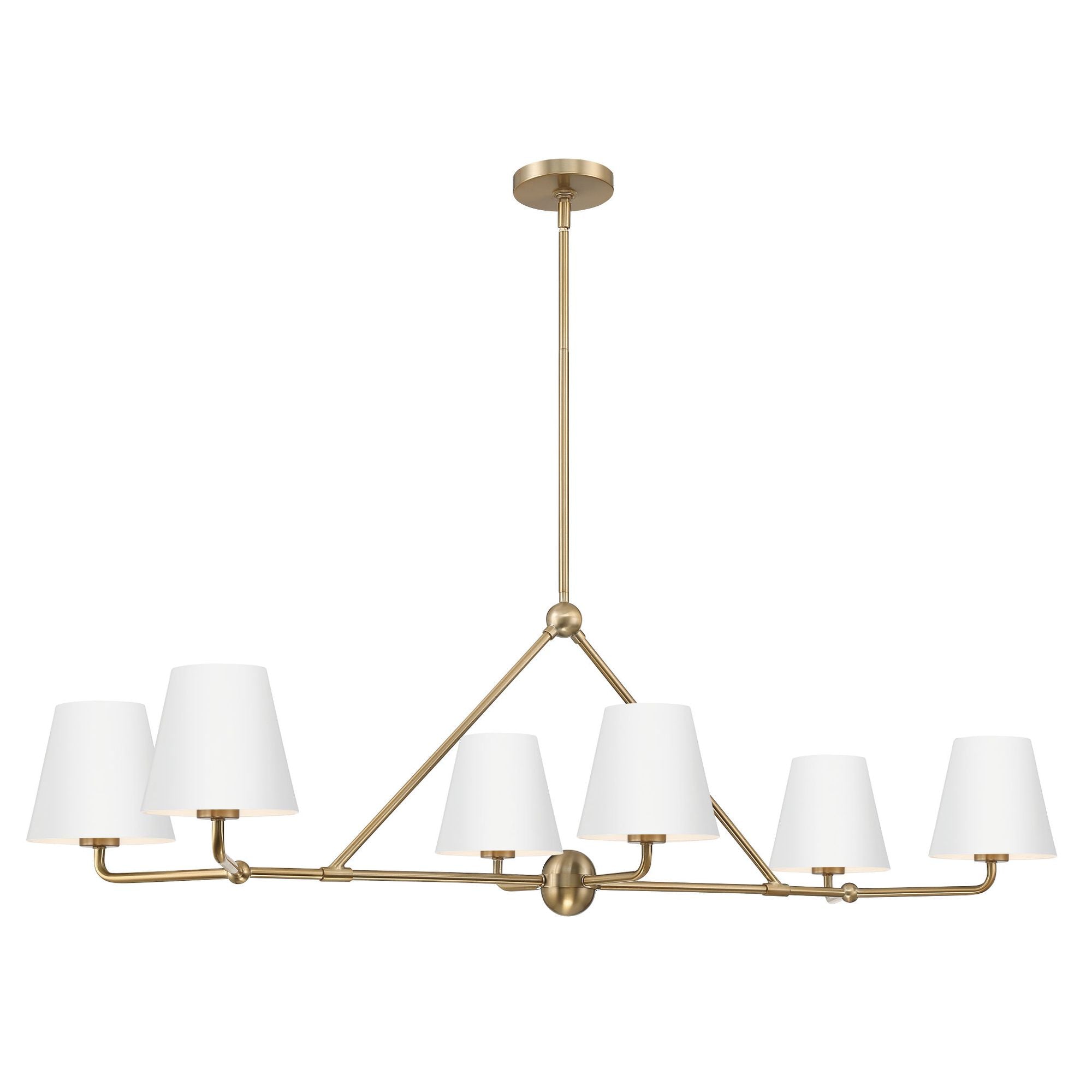 Xavier 6 Light Vibrant Gold + White Linear Chandelier Steel Shade 46"W x 14.75"H x 18"D