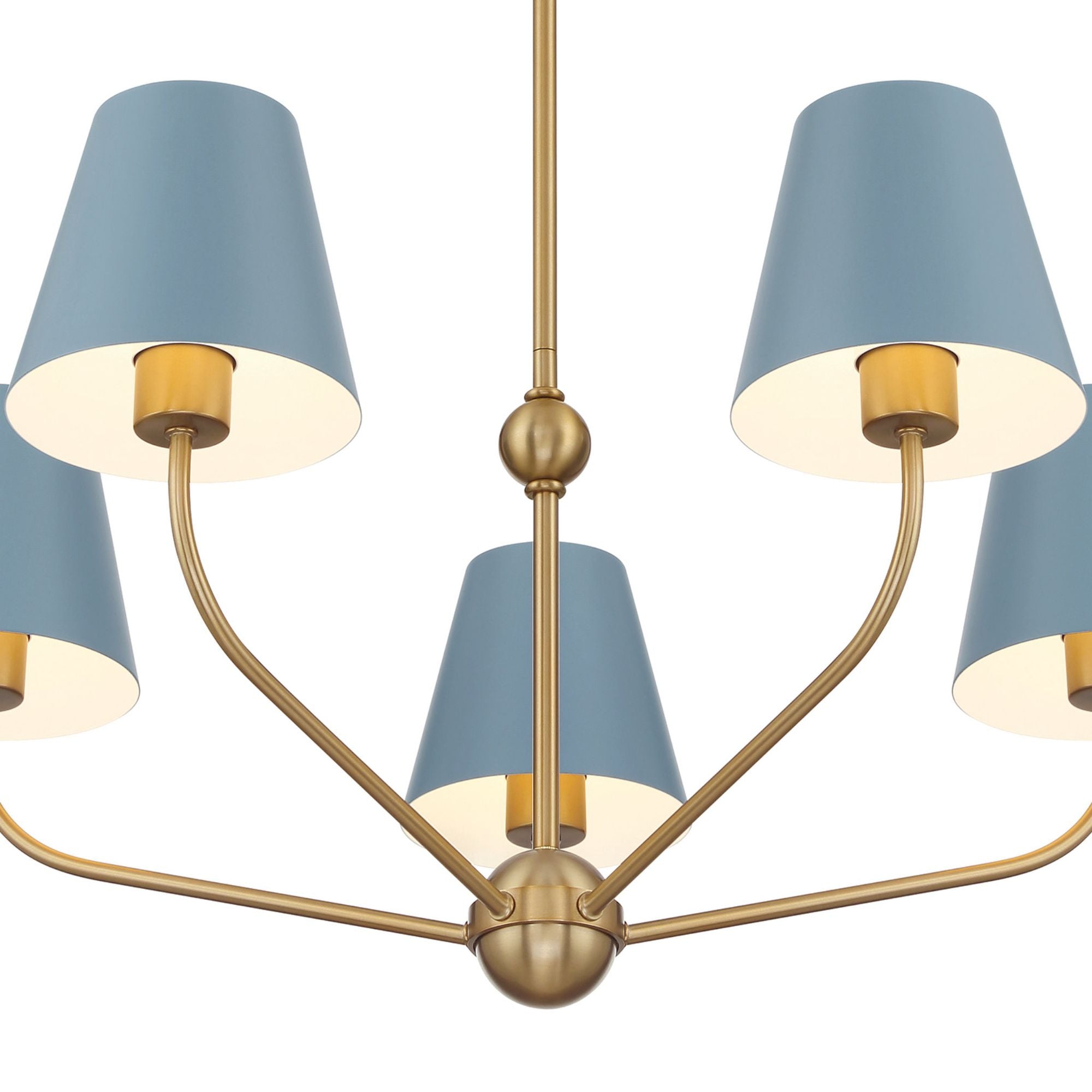 Xavier 5 Light Vibrant Gold + Blue Chandelier Steel Shade 28"W x 12.5"H x 28"D