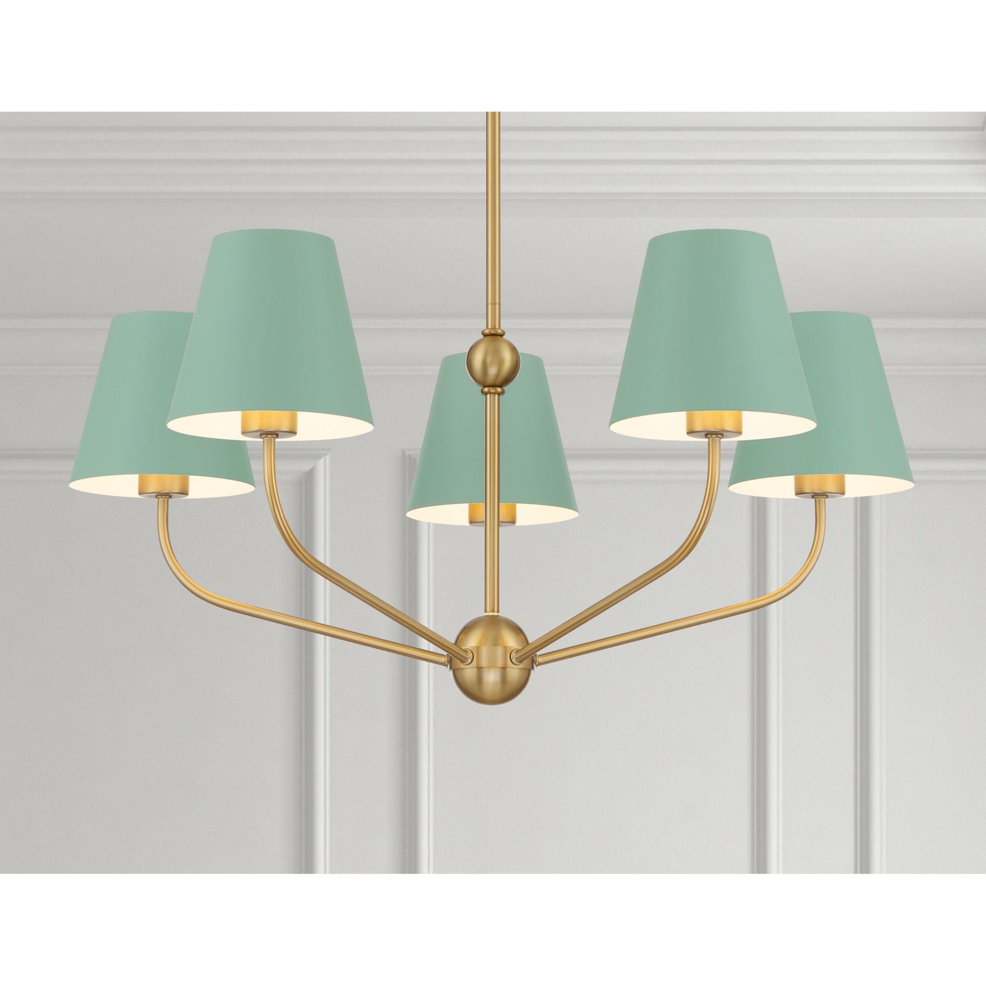 Xavier 28'' Vibrant Gold + Green Chandelier Green 28"W x 12.5"H x 28"D