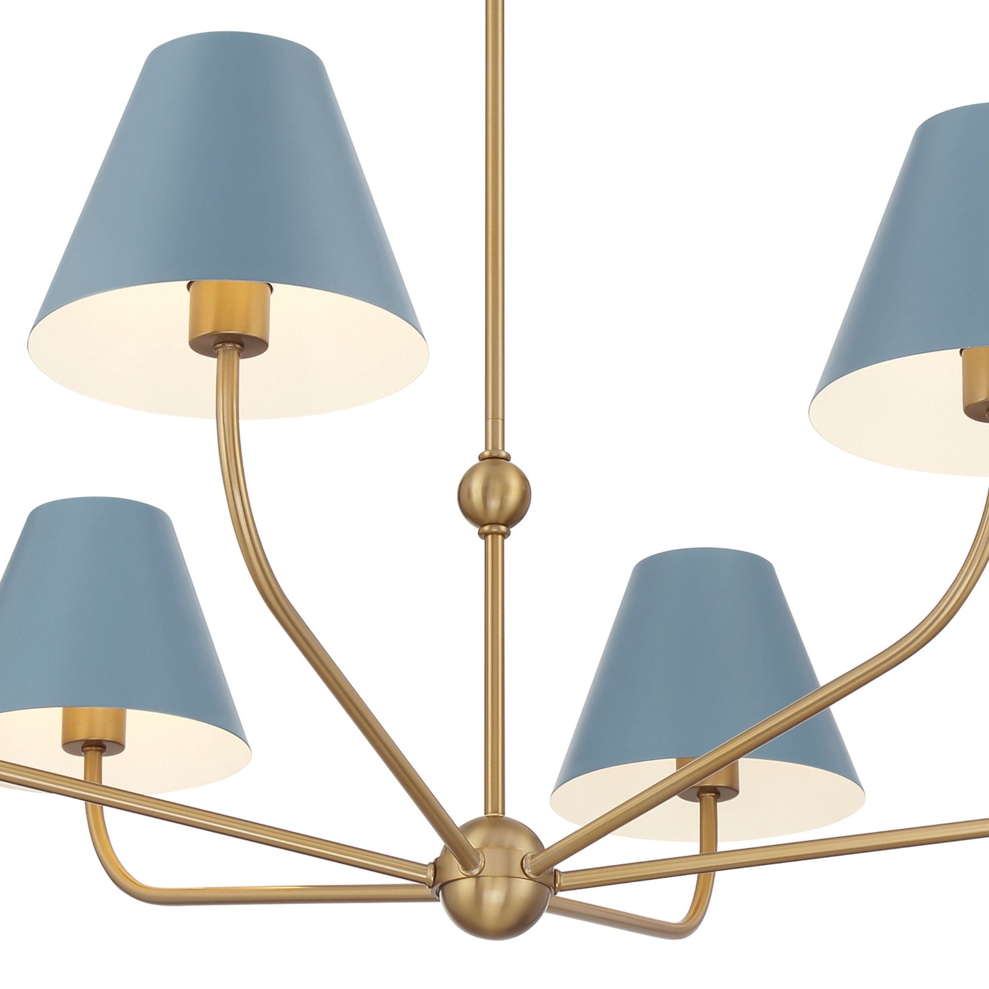 Xavier 6 Light Vibrant Gold + Blue Chandelier Steel Shade 40"W x 14.25"H x 40"D