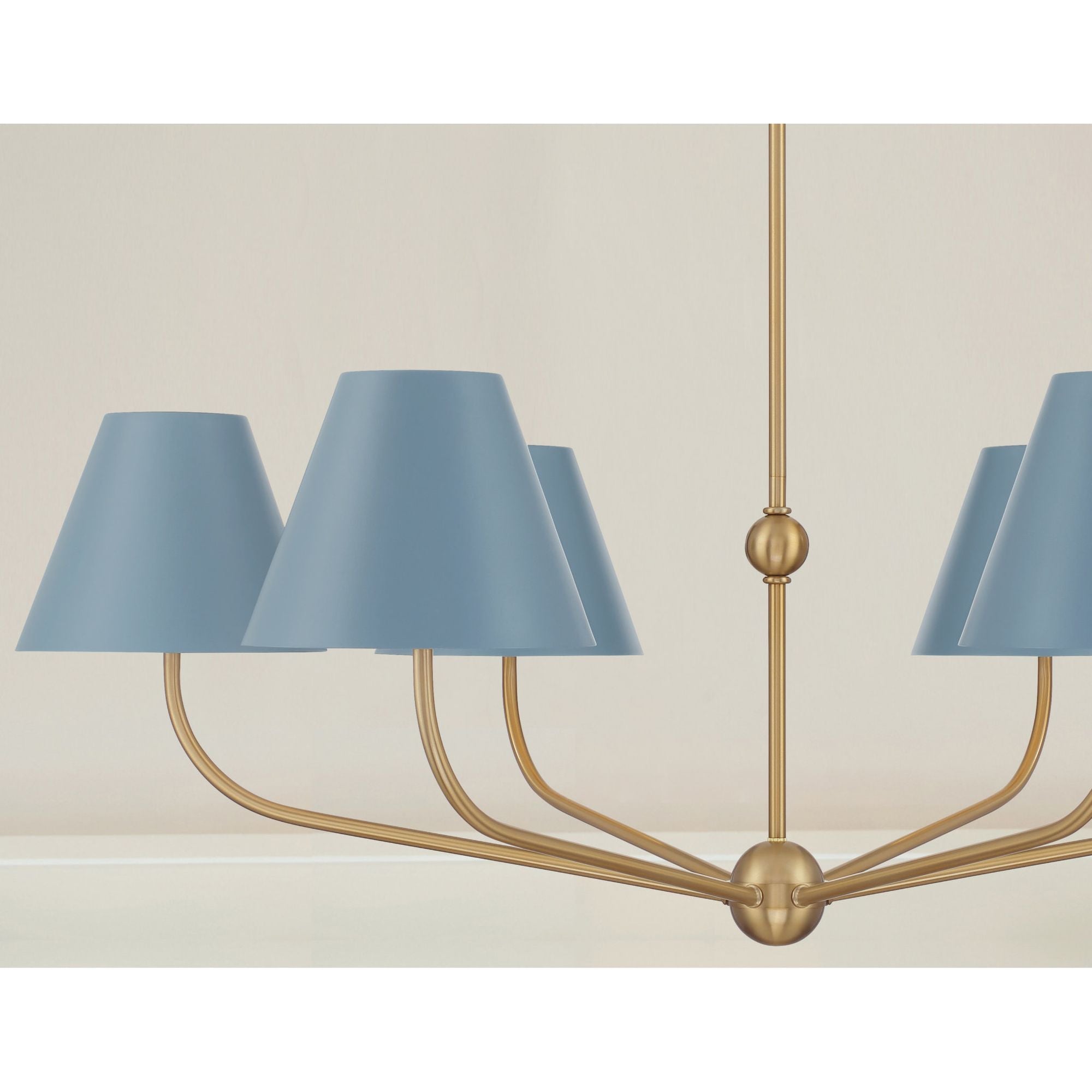 Xavier 6 Light Vibrant Gold + Blue Chandelier Steel Shade 40"W x 14.25"H x 40"D