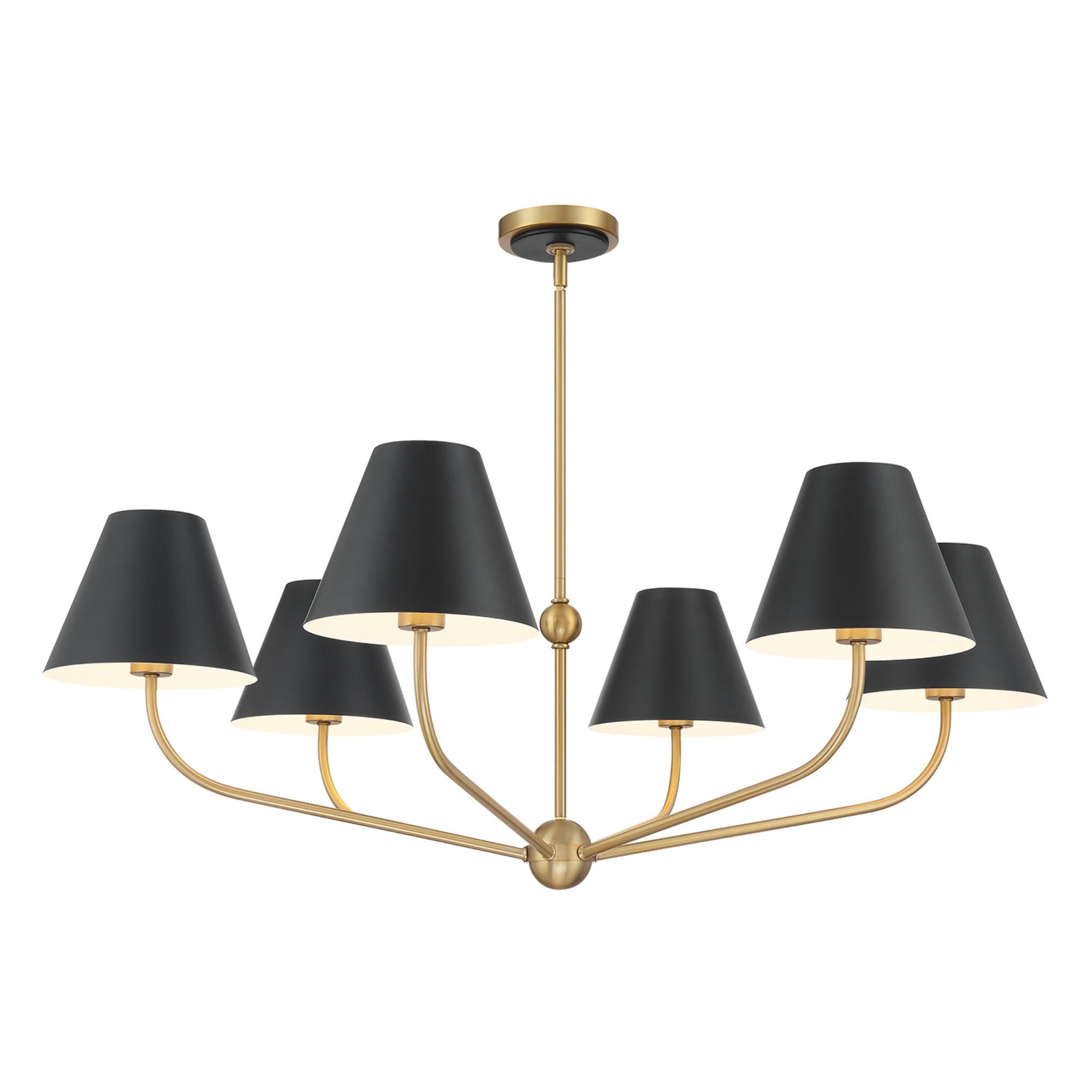 Xavier 40'' Vibrant Gold + Black Chandelier Black 40"W x 14.25"H x 40"D