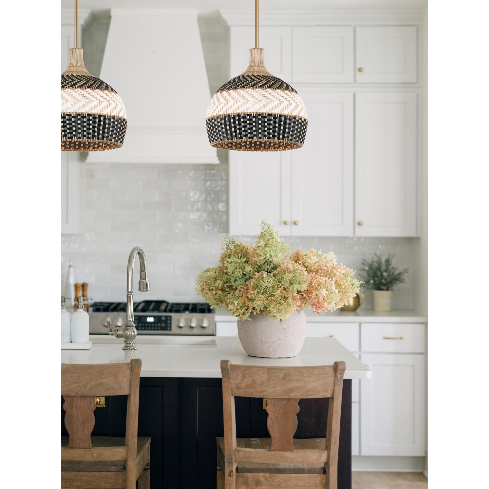 Zanzibar 3 Light Soft Gold + Matte Black Pendant 14"W x 14"H x 14"D