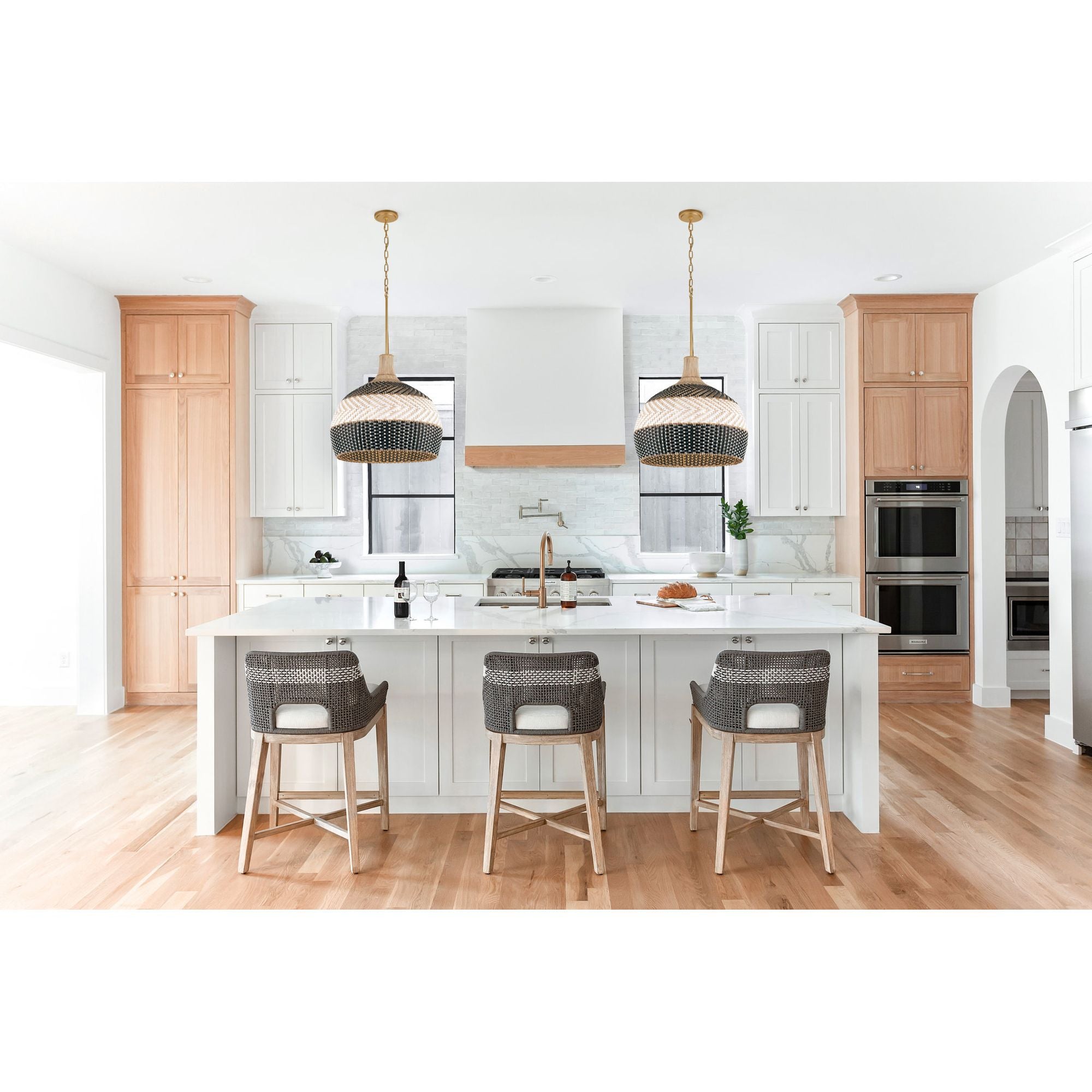 Zanzibar 5 Light Soft Gold + Matte Black Pendant 21"W x 20.25"H x 21"D