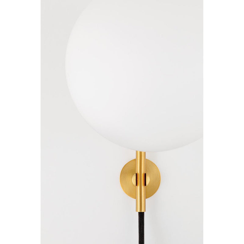 Gina 1 Light Plug-in Sconce in Aged Brass