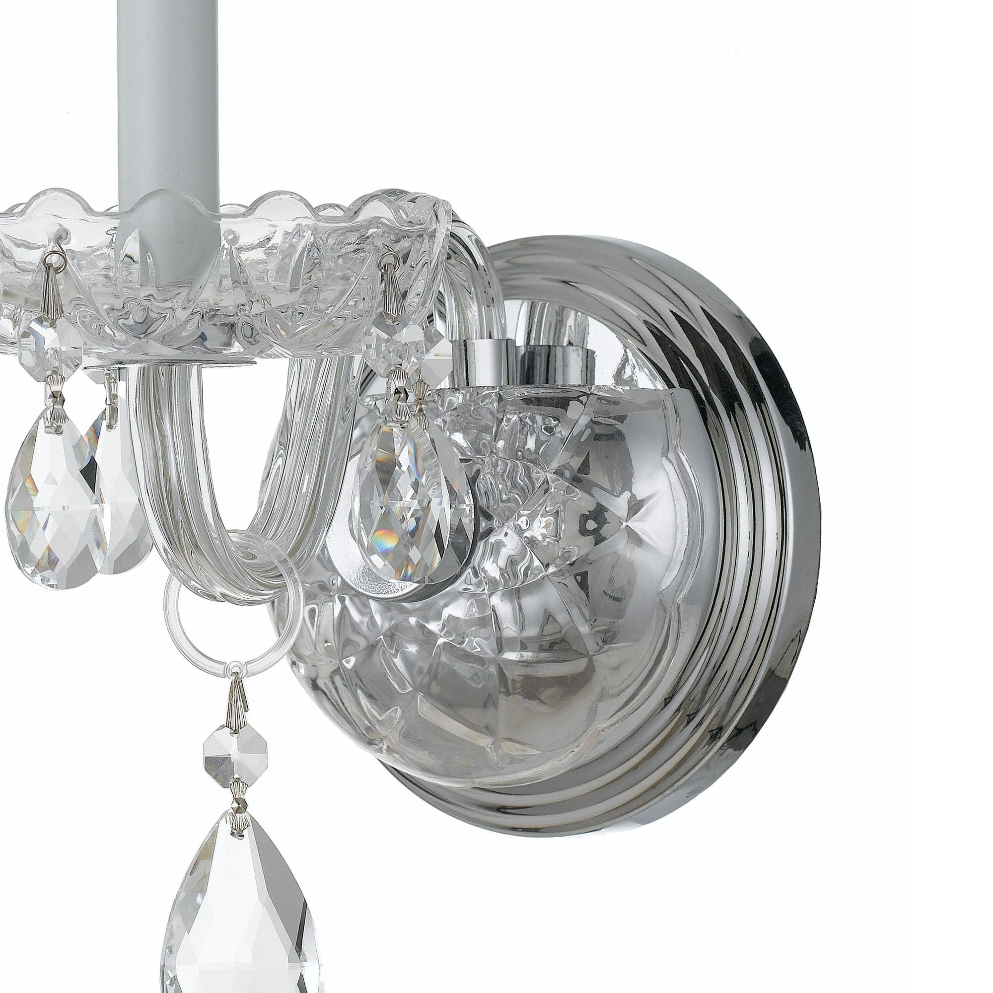 Traditional Crystal 1 Light Hand Cut Crystal Polished Chrome Sconce Hand Cut Crystal 5"W x 9"H x 8"D